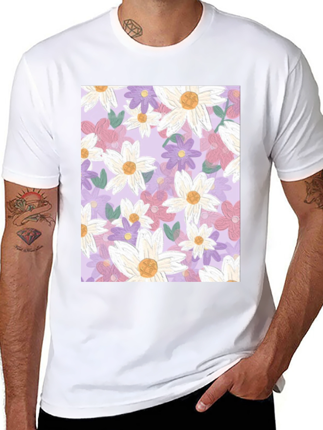 Floral Pattern Tee - Stylish Comfort