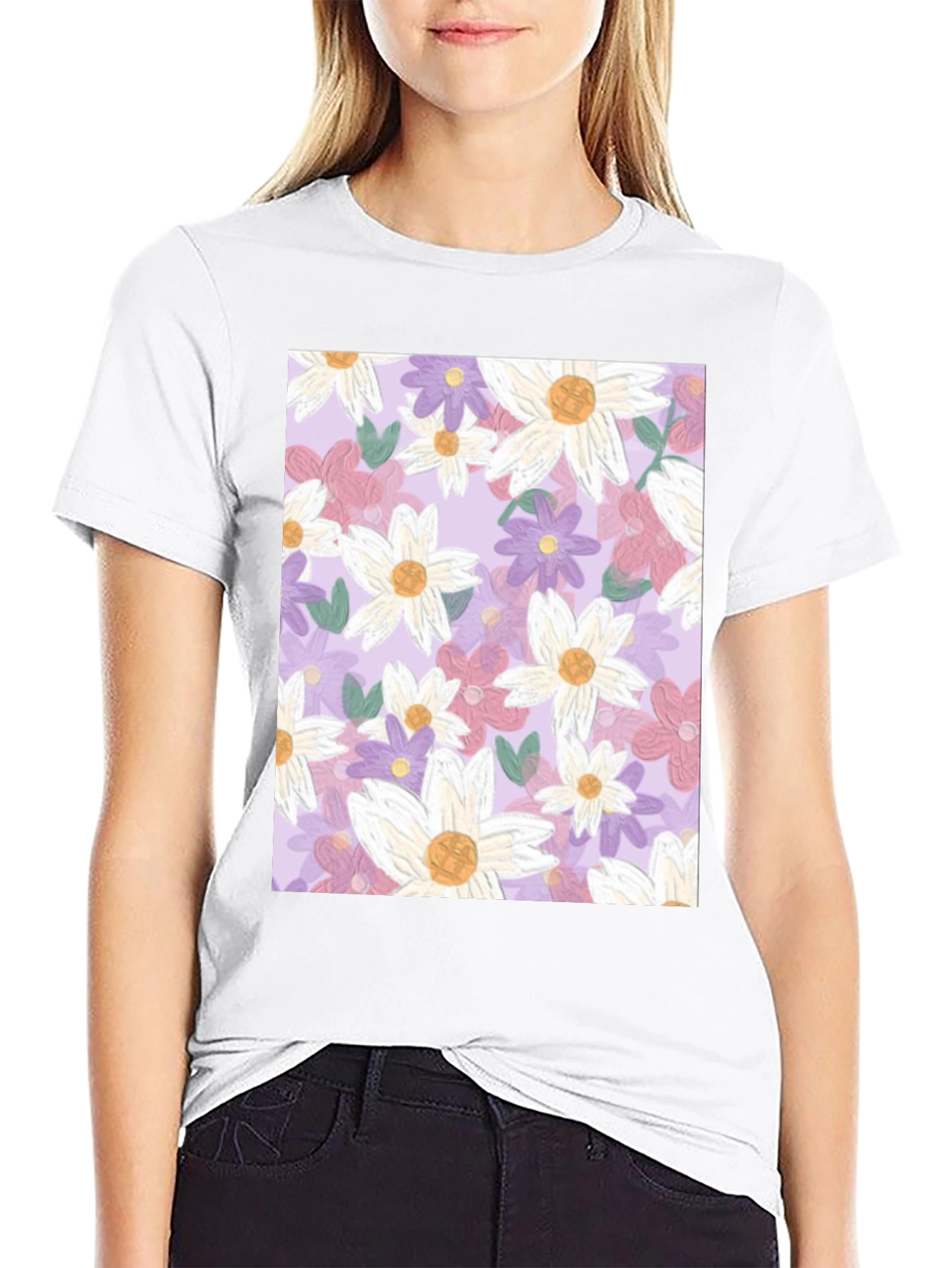 Floral Pattern Tee - Stylish Comfort