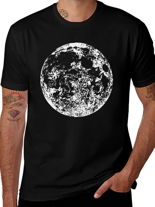 Lunar Phase Graphic Tee - Black Cotton Moon Print