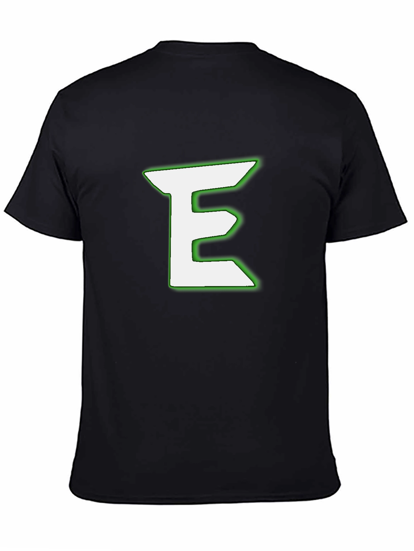Black T-Shirt with White & Green E Design