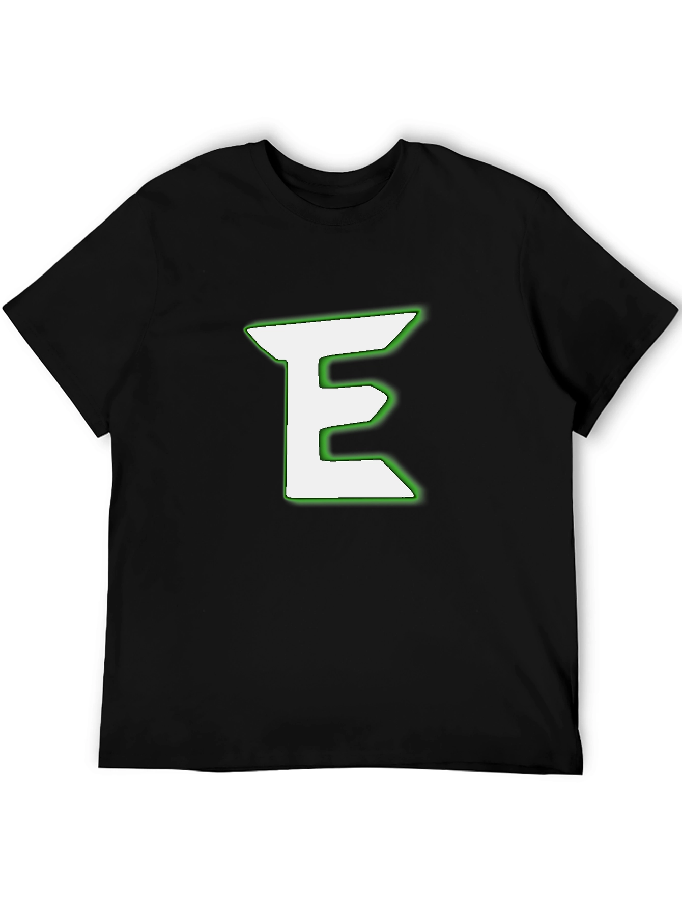 Black T-Shirt with White & Green E Design