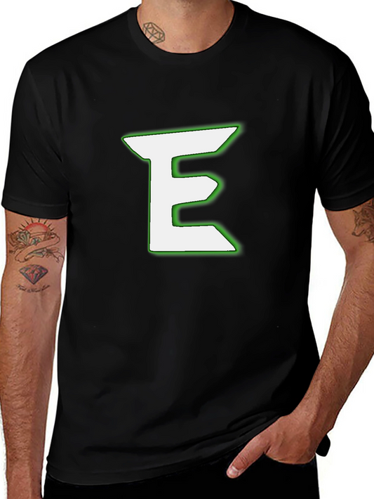 Black T-Shirt with White & Green E Design