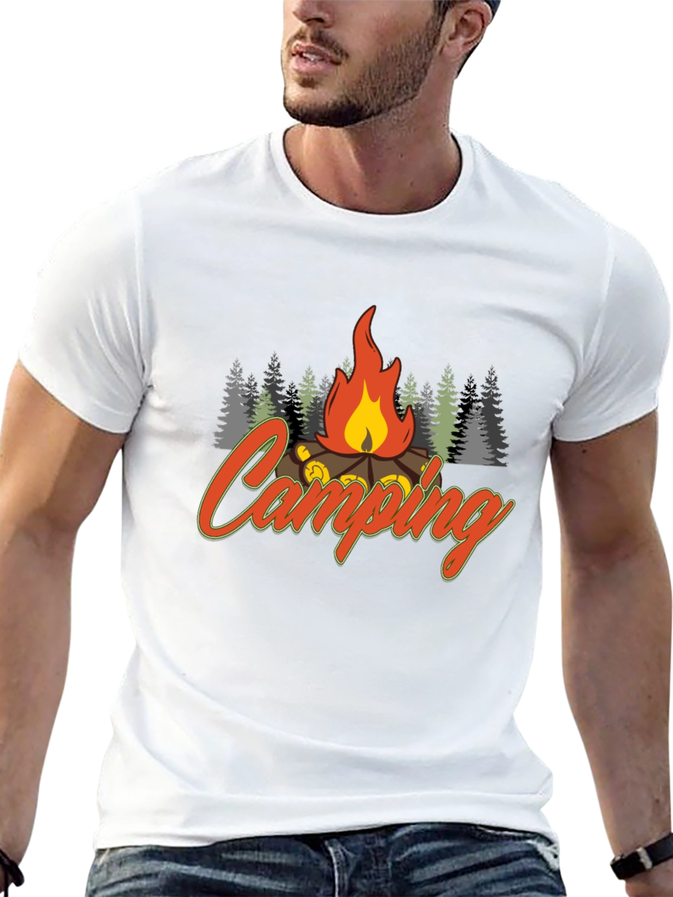 Camping Fire Graphic Tee - Black