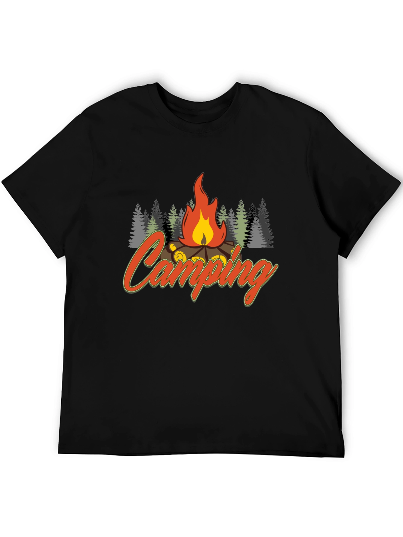 Camping Fire Graphic Tee - Black
