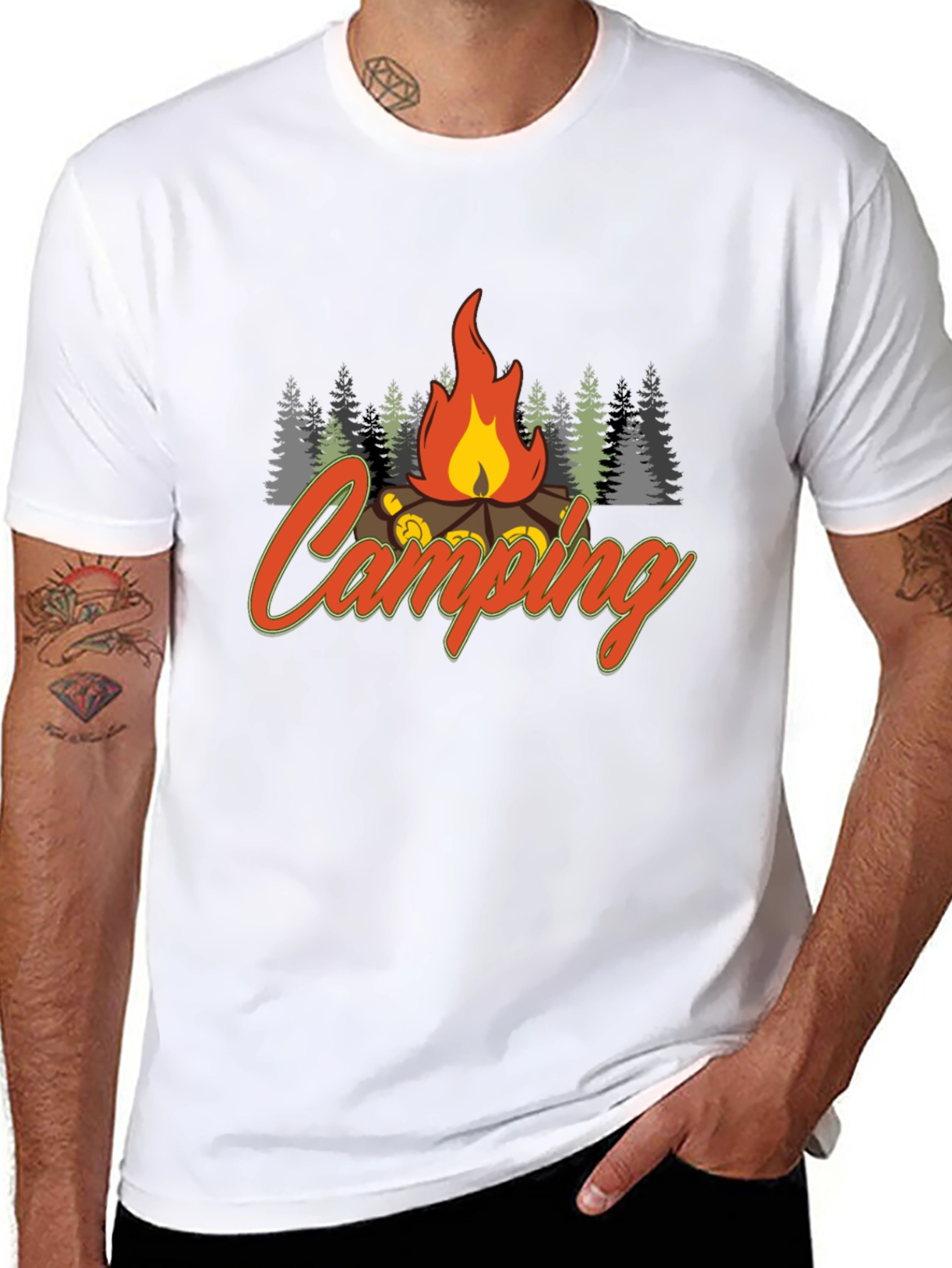 Camping Fire Graphic Tee - Black