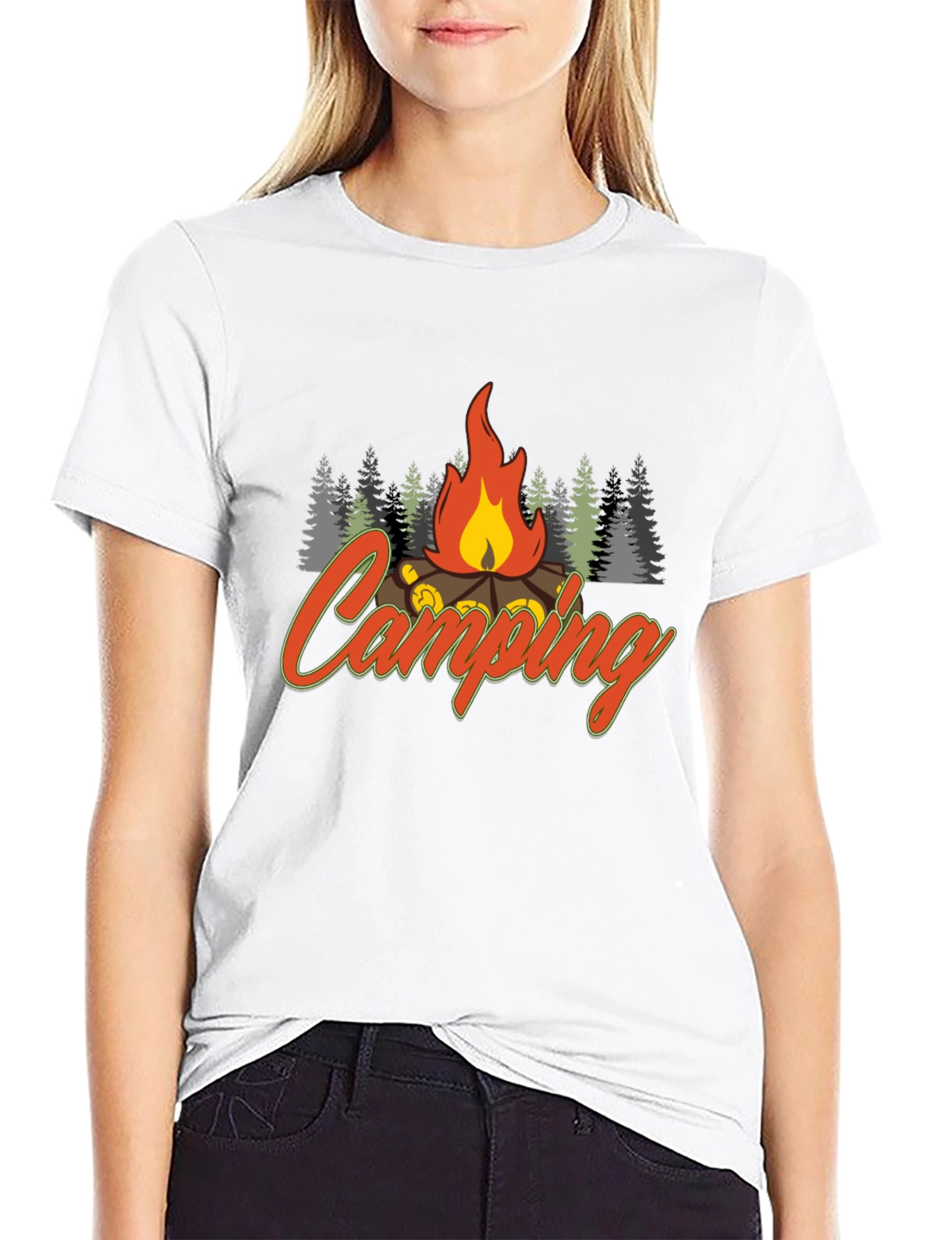 Camping Fire Graphic Tee - Black