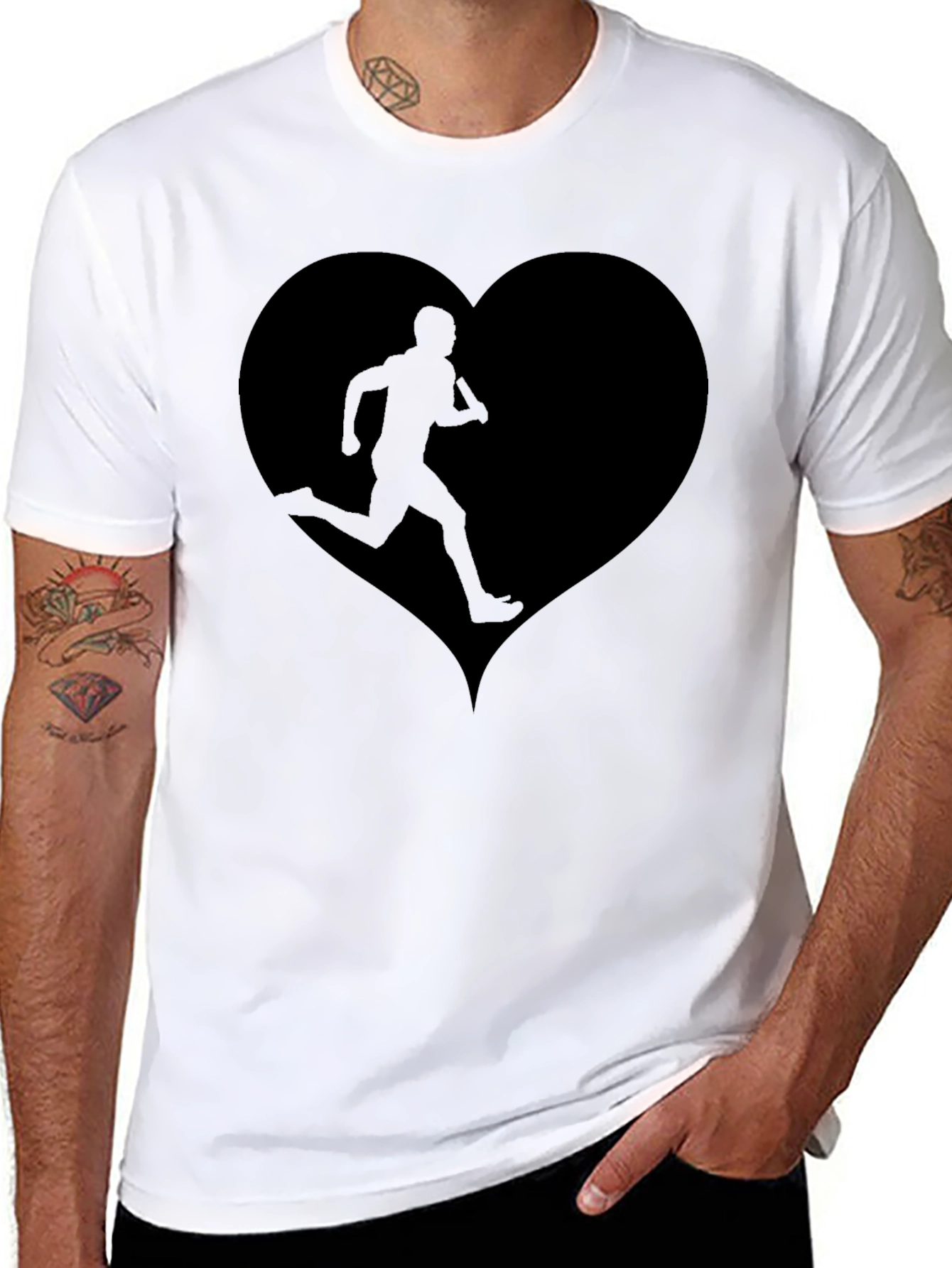 Runners Heart Graphic Tee - Black Cotton