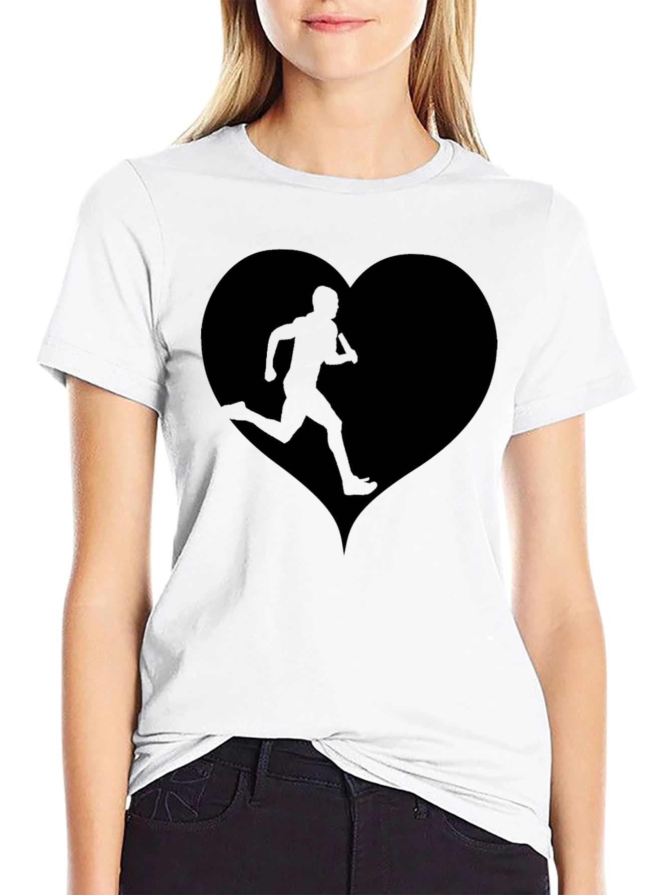 Runners Heart Graphic Tee - Black Cotton