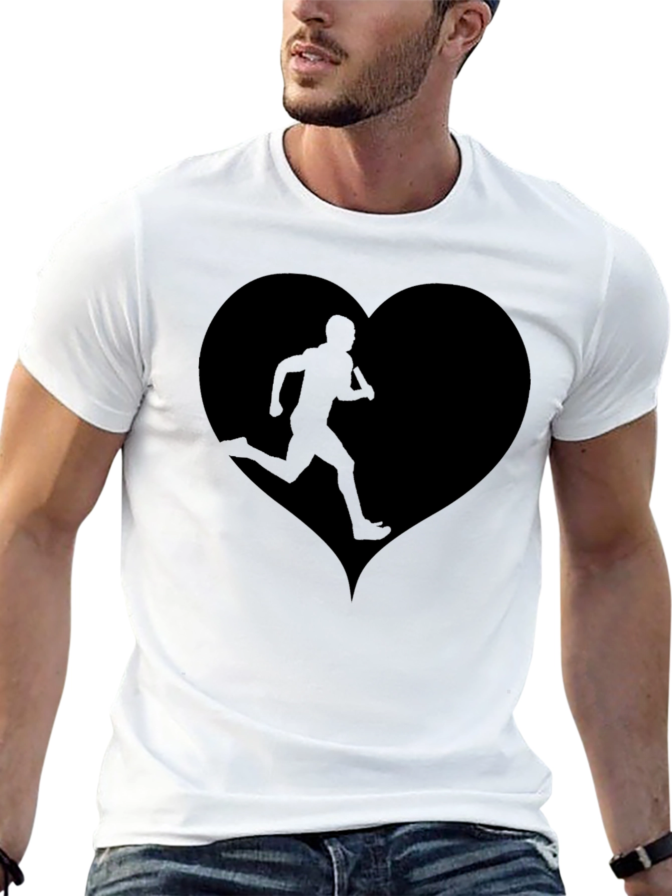 Runners Heart Graphic Tee - Black Cotton