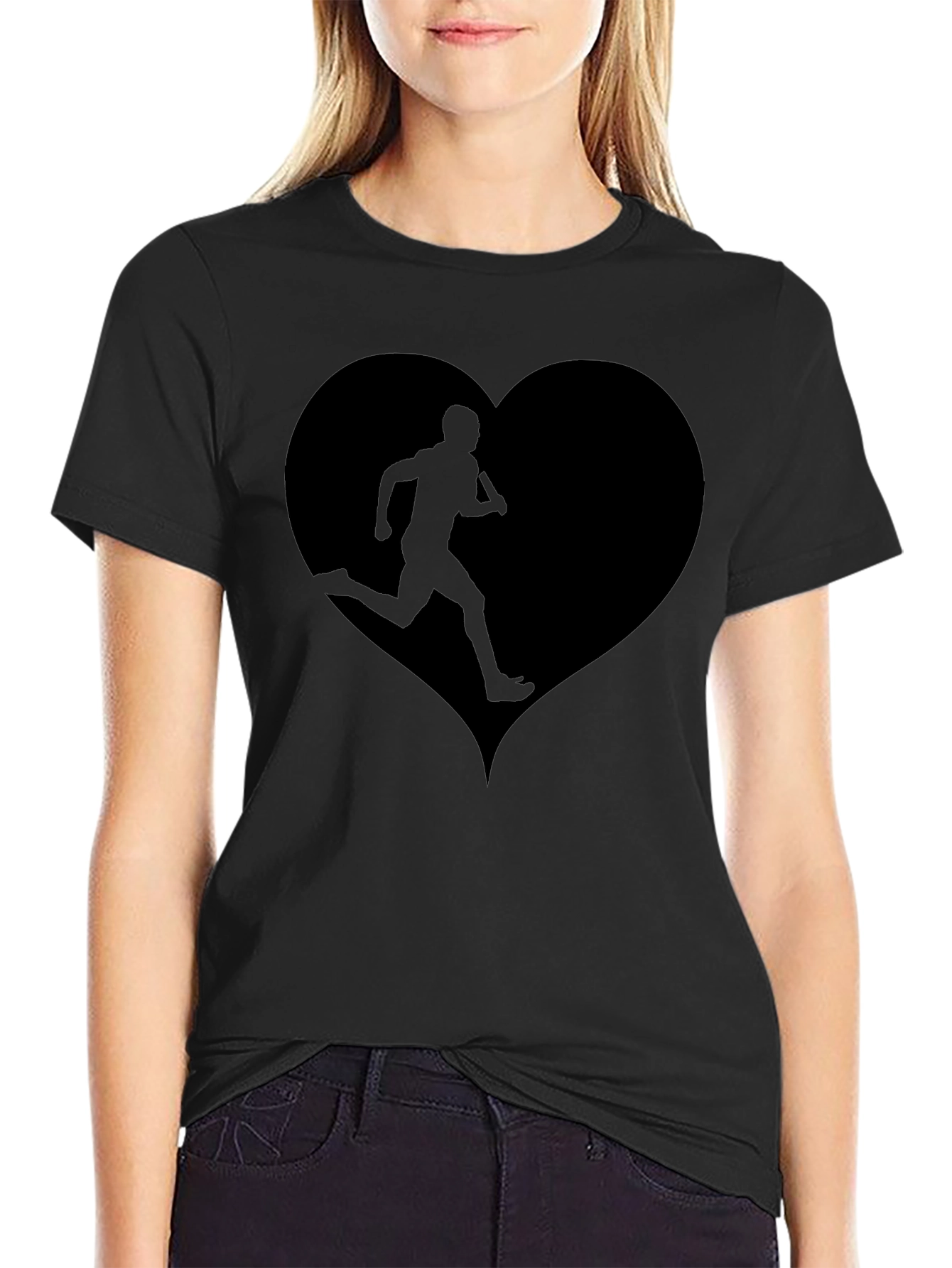Runners Heart Graphic Tee - Black Cotton