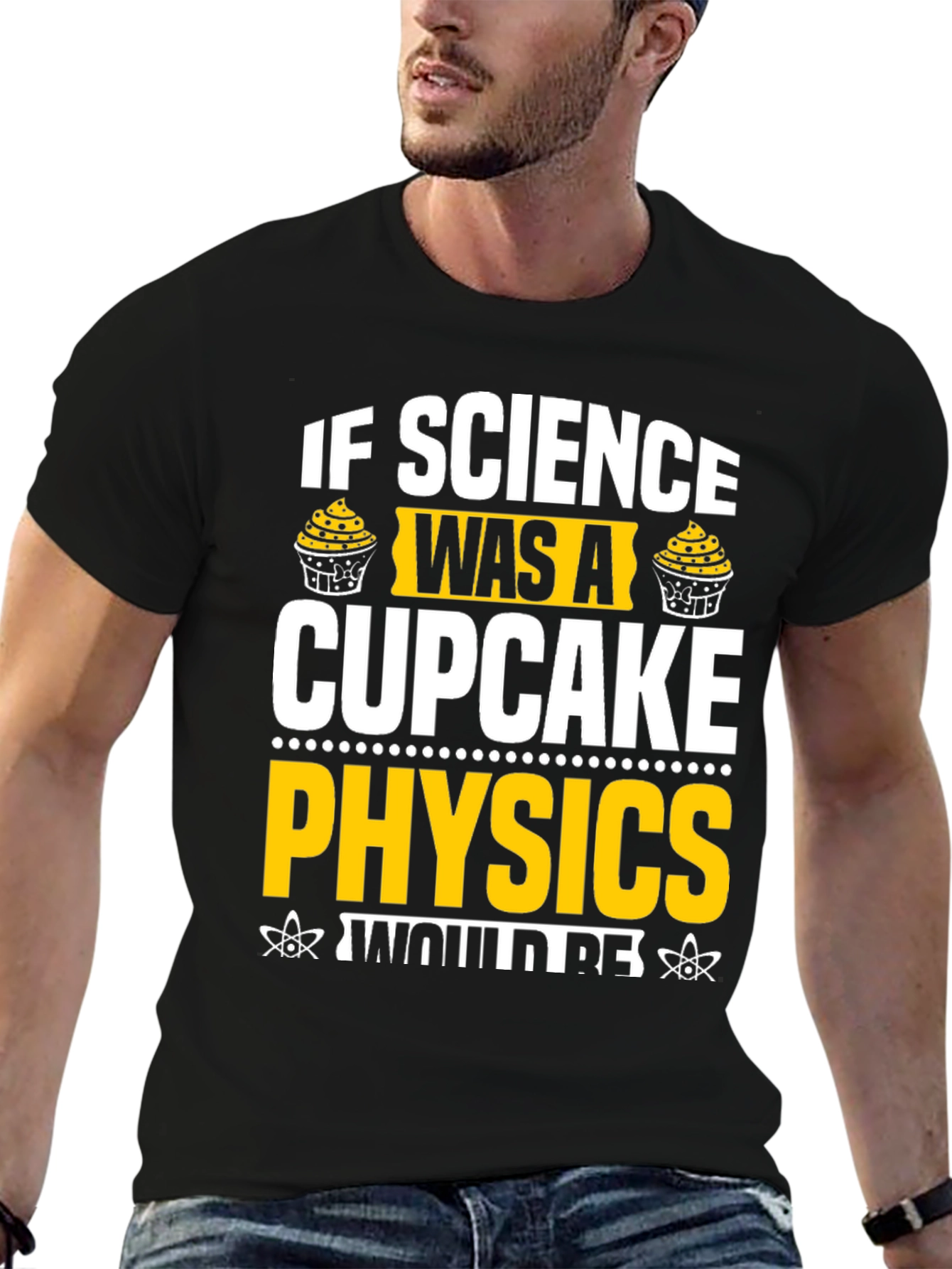 Science Physics Cupcake Black Graphic T-Shirt