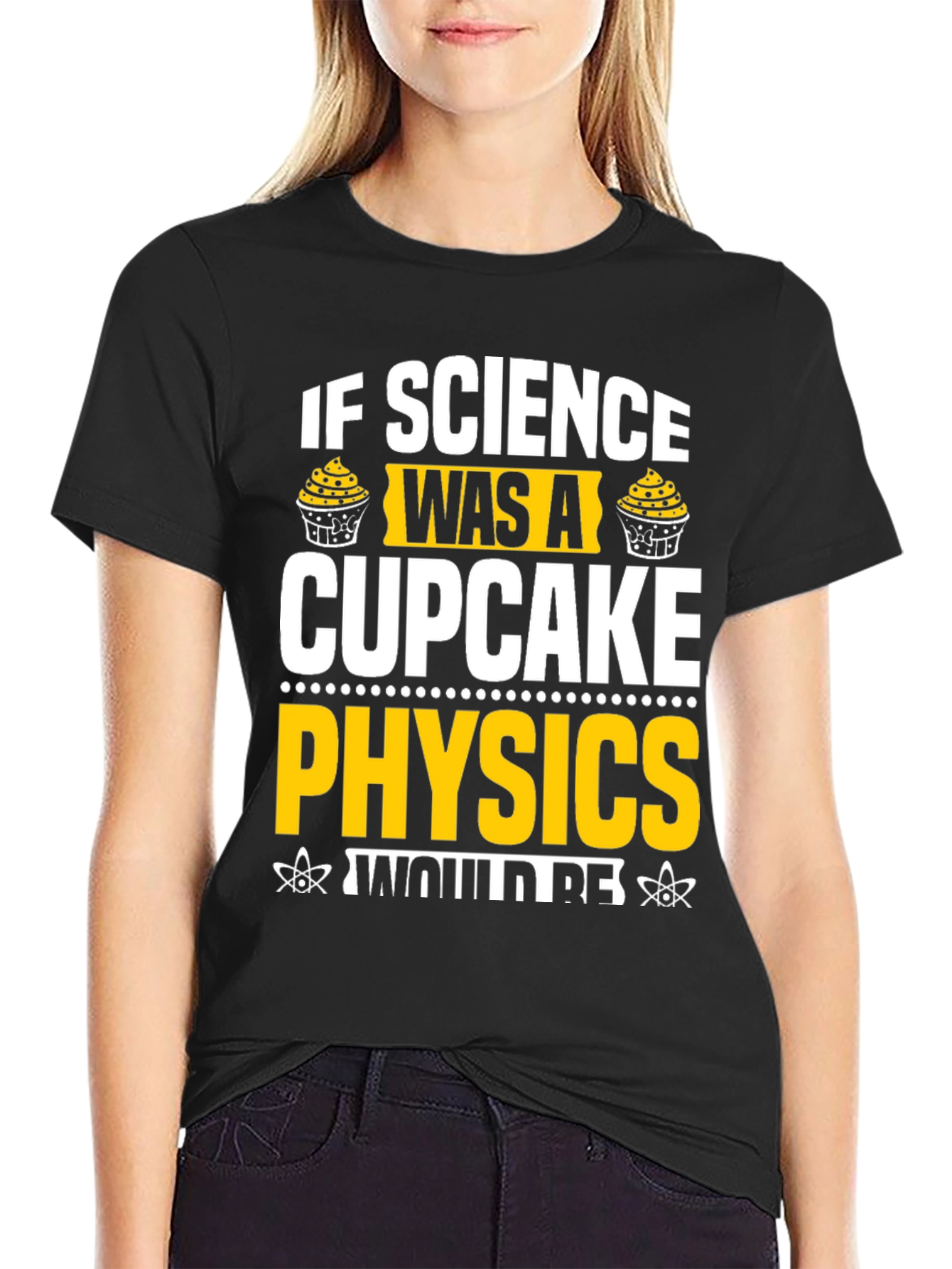 Science Physics Cupcake Black Graphic T-Shirt