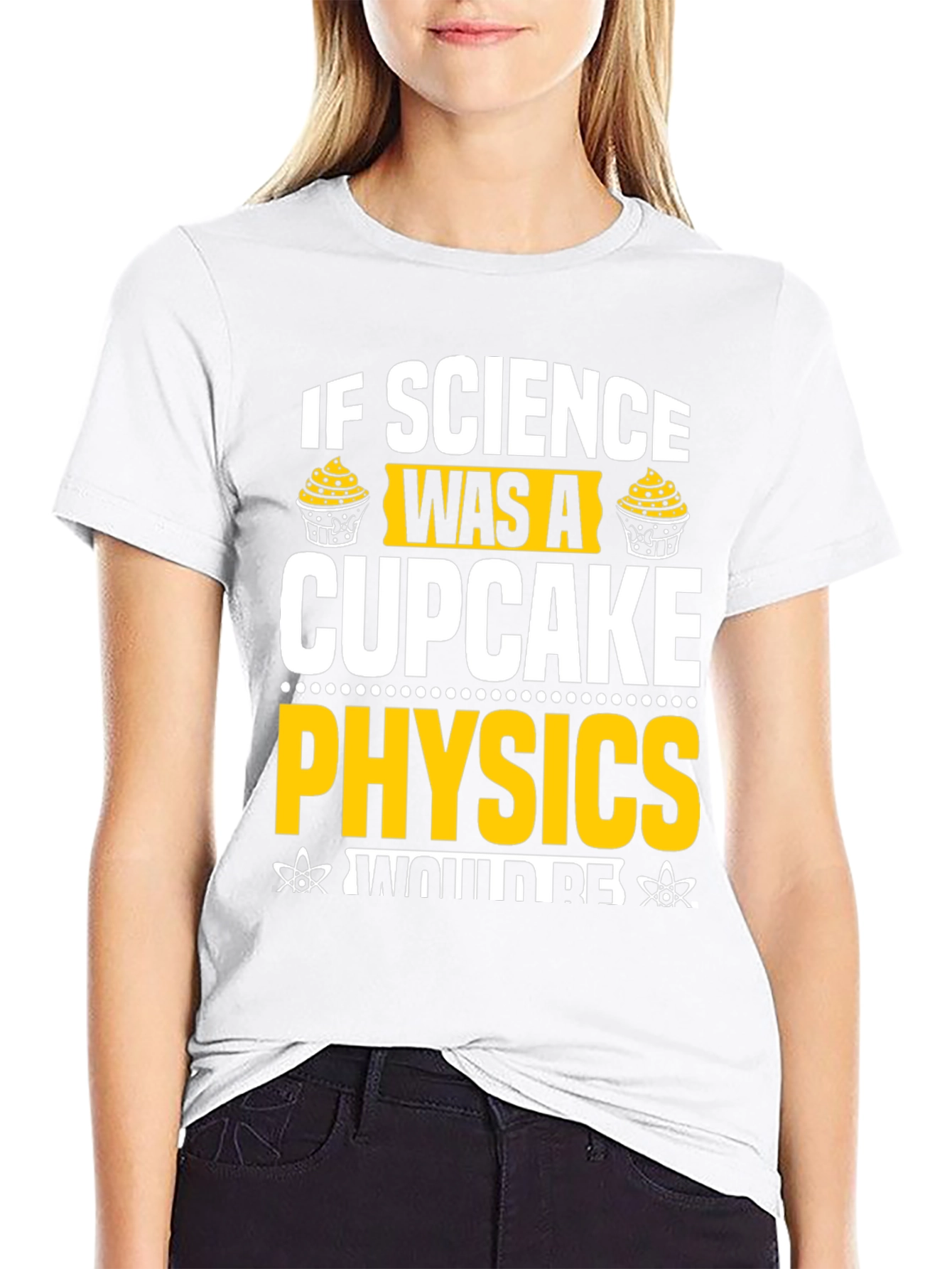 Science Physics Cupcake Black Graphic T-Shirt