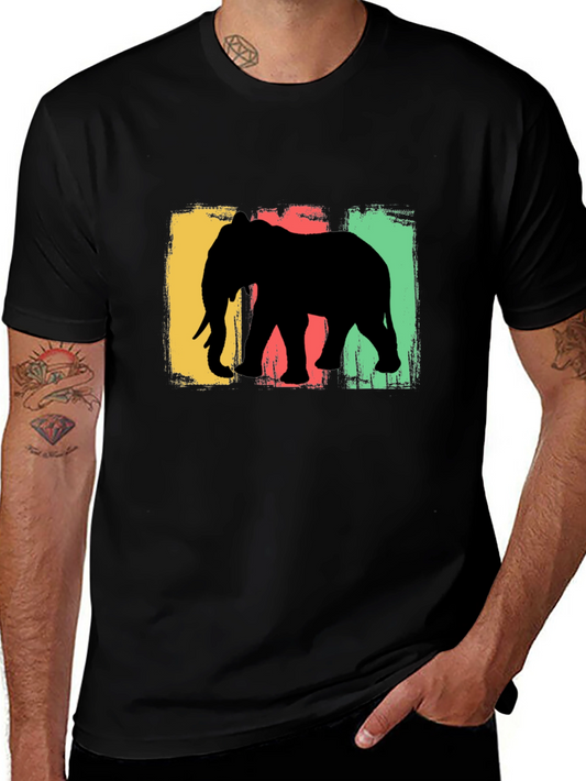 Elephant Silhouette Graphic Tee - Black