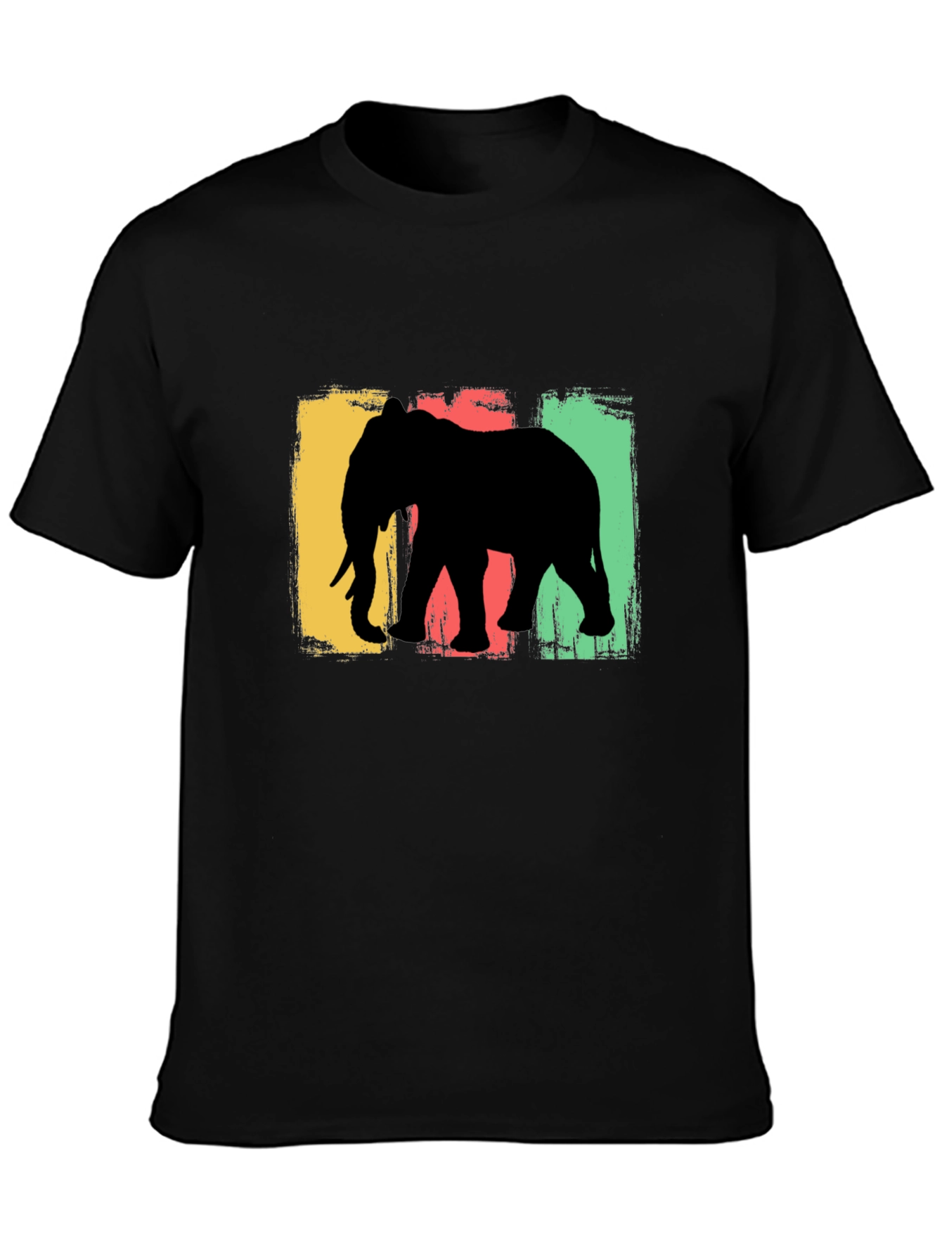 Elephant Silhouette Graphic Tee - Black