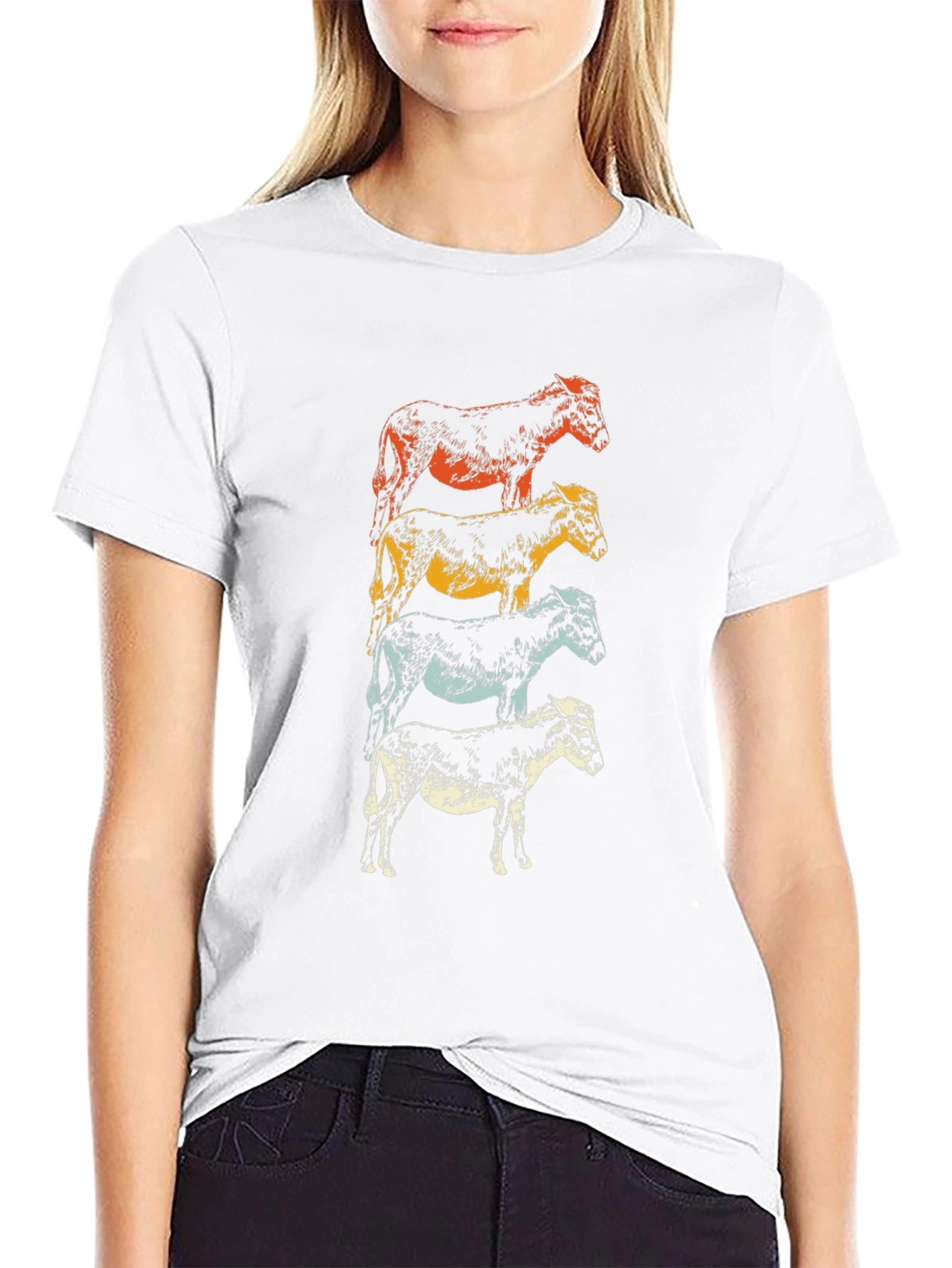 Retro Donkey Stack Graphic Tee - Black Cotton