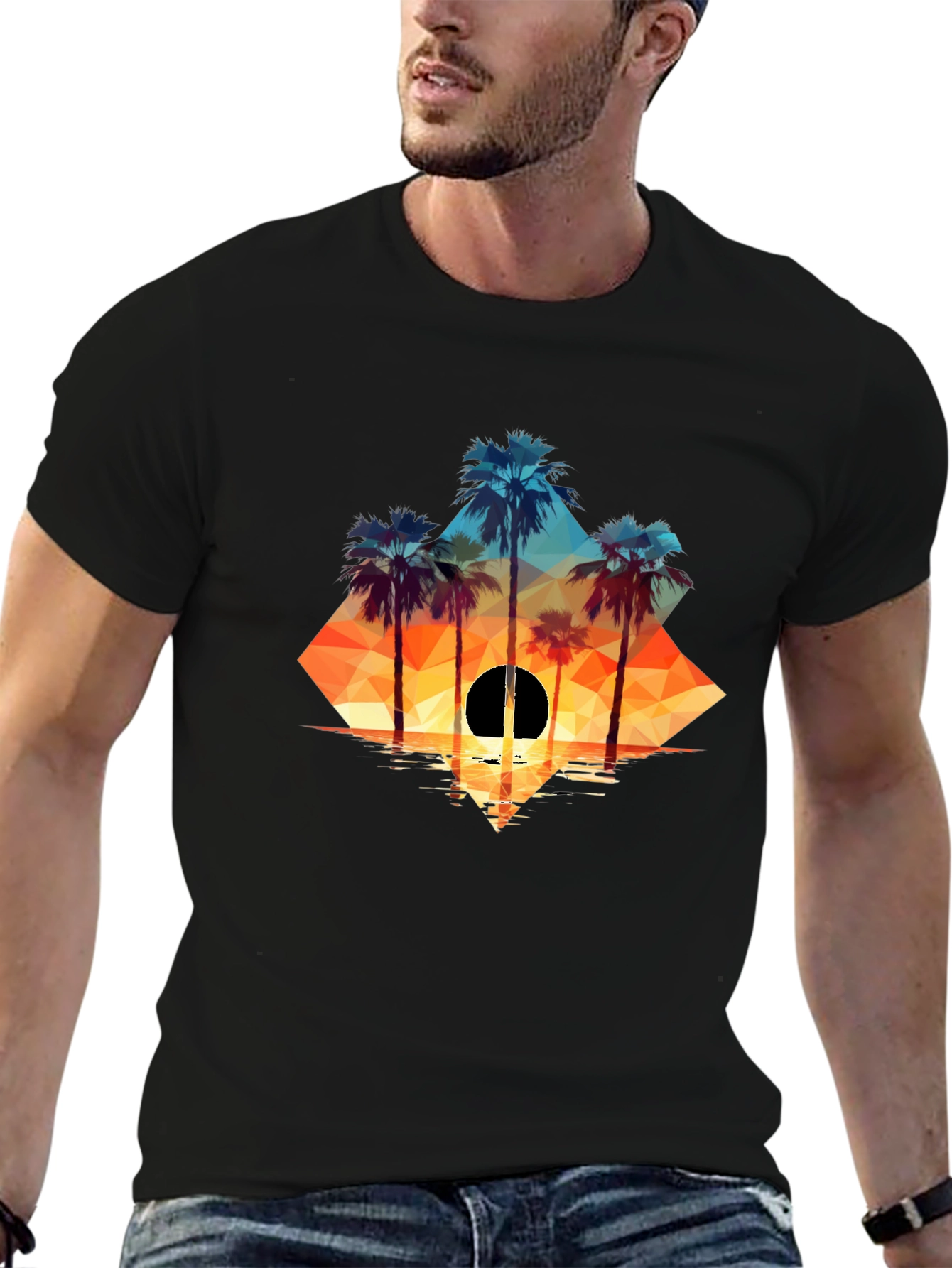 Geometric Palm Sunset Tee