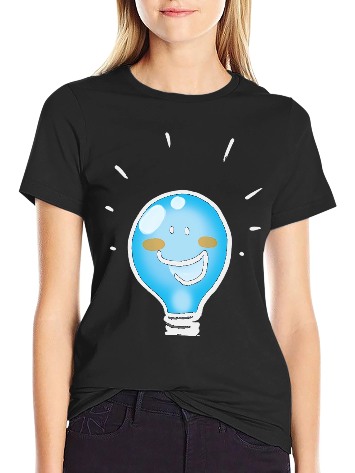 Funny Idea Light Bulb Graphic Tee - Black