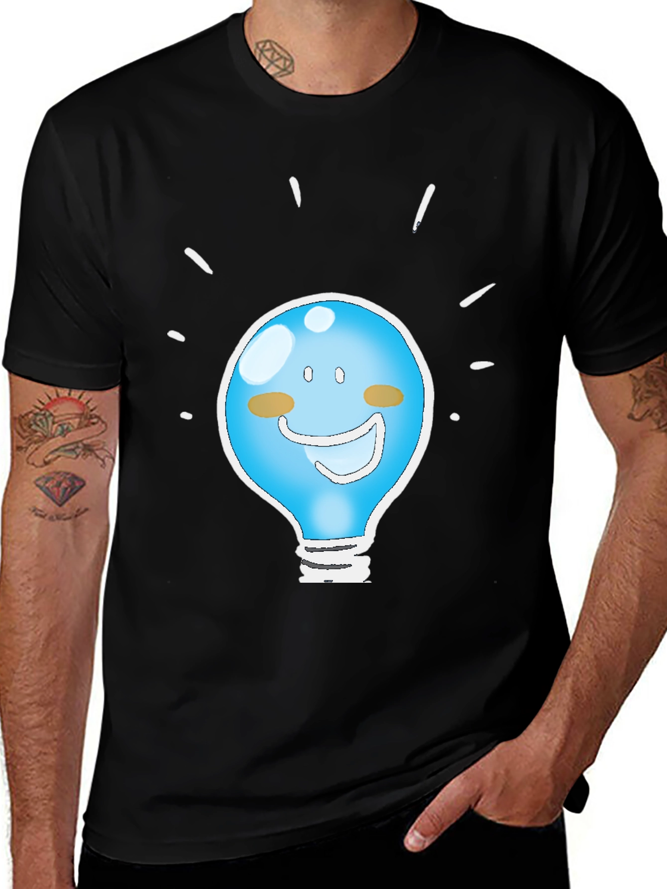 Funny Idea Light Bulb Graphic Tee - Black