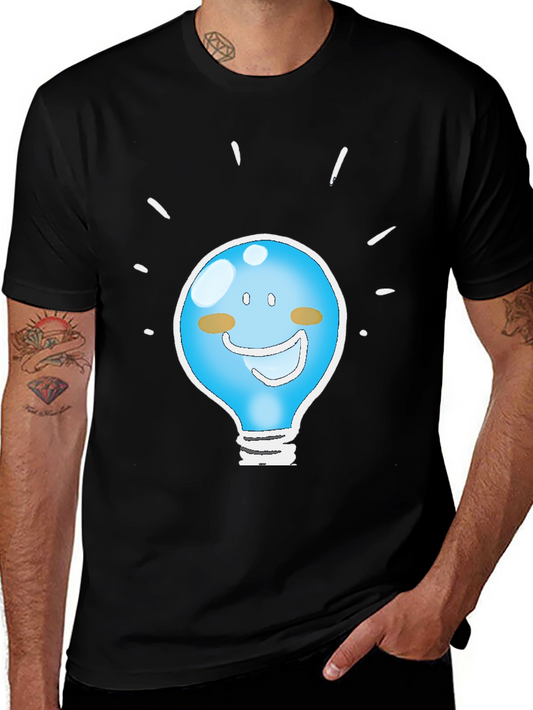 Funny Idea Light Bulb Graphic Tee - Black