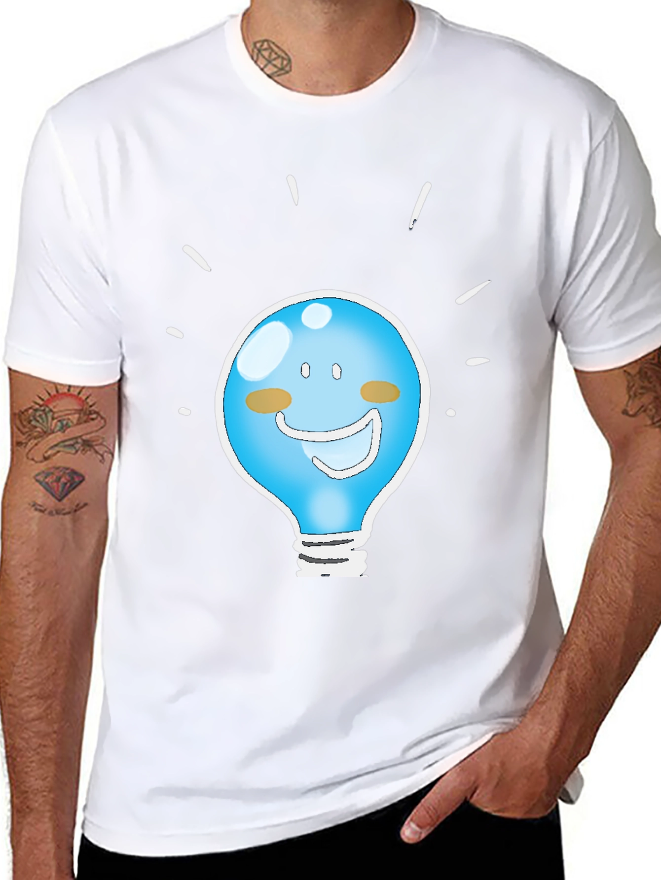 Funny Idea Light Bulb Graphic Tee - Black