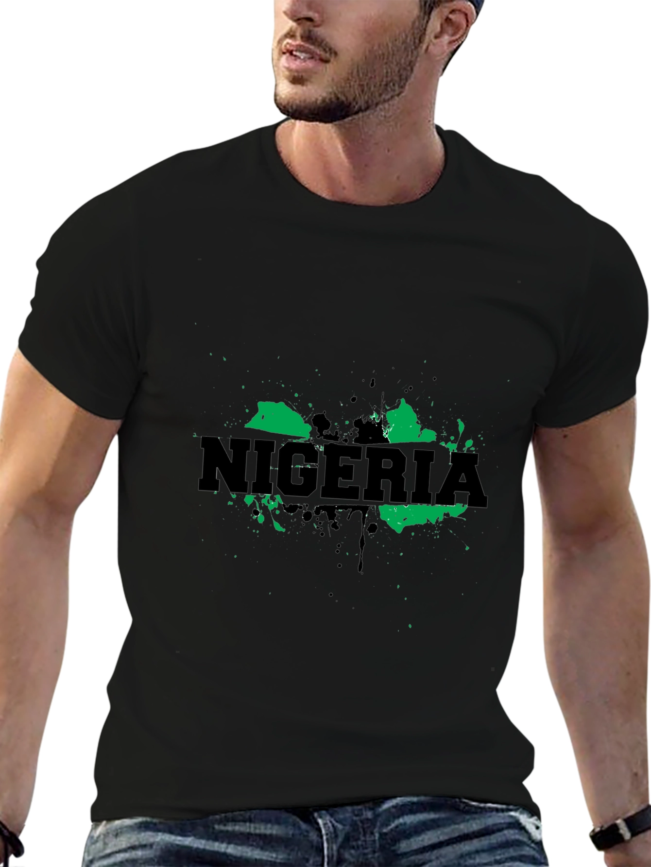 Nigeria Map T-Shirt - Green and Black Graphic Tee