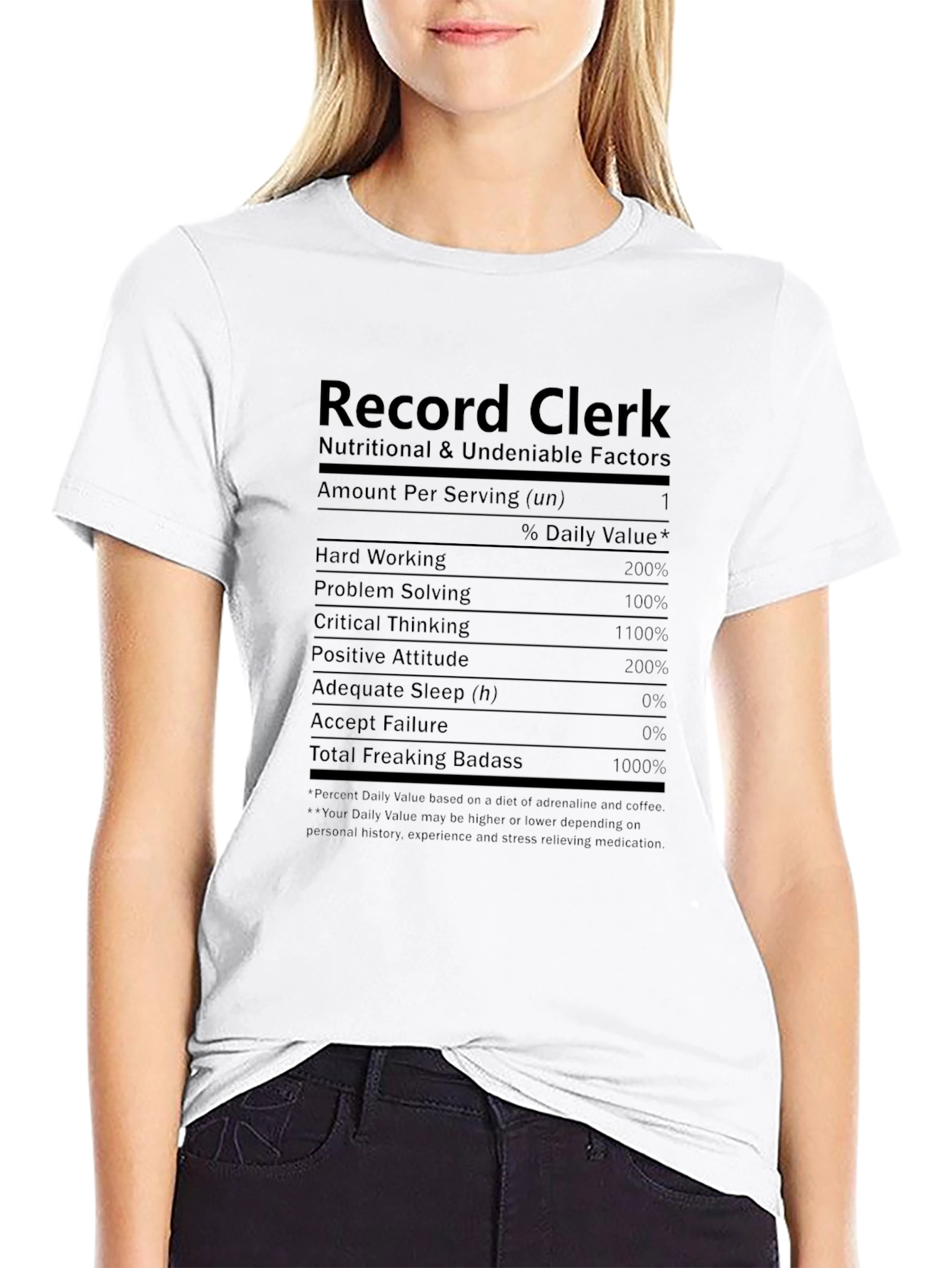 Record Clerk Nutritional Facts Black T-Shirt