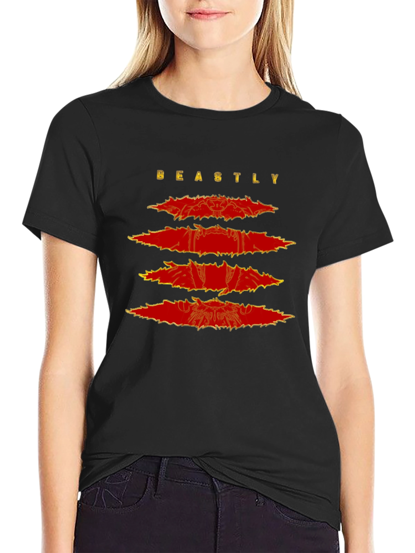 Beastly Graphic Print Mens Black T-Shirt