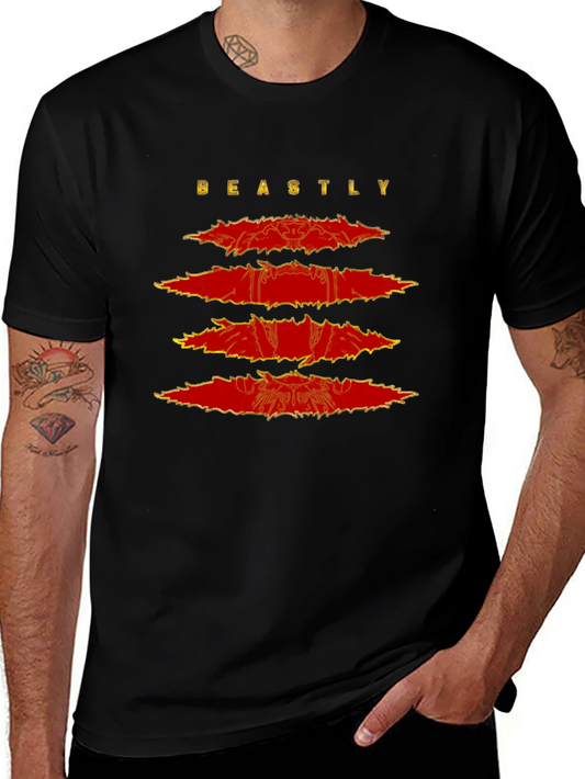 Beastly Graphic Print Mens Black T-Shirt