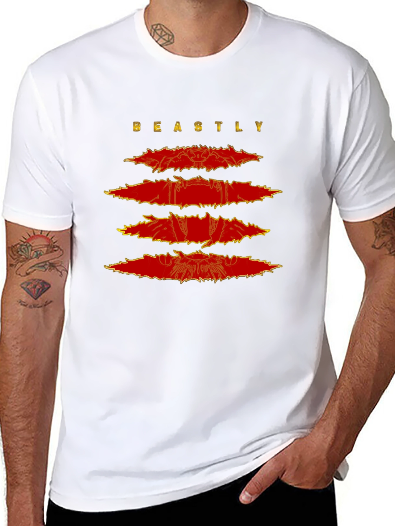 Beastly Graphic Print Mens Black T-Shirt