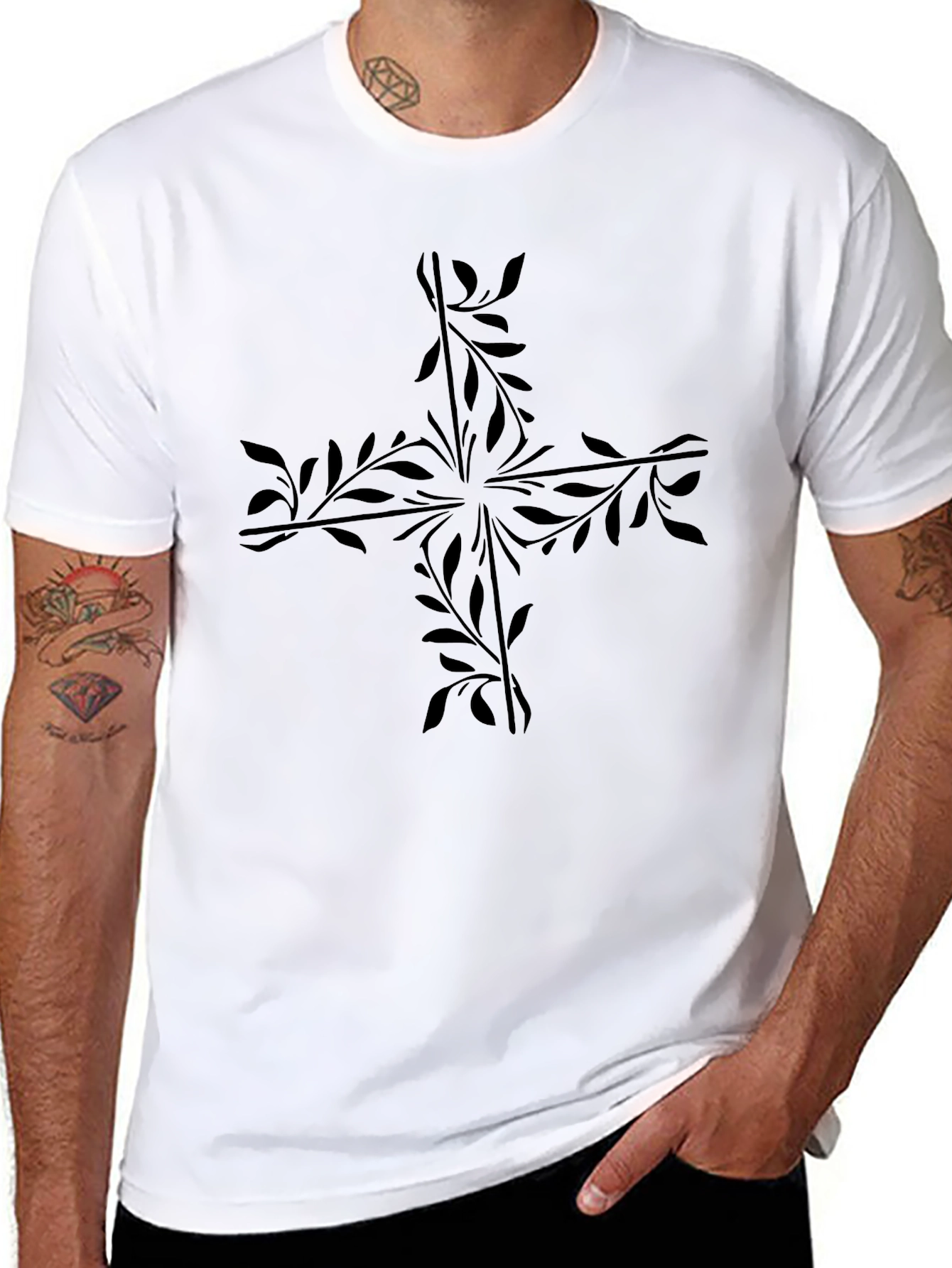 Botanical Cross Graphic Tee - Black