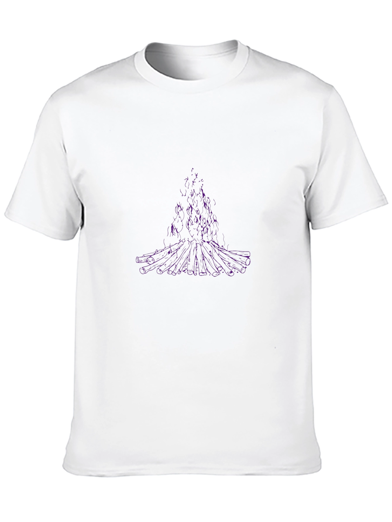 Abstract Purple Tree Graphic Black T-Shirt