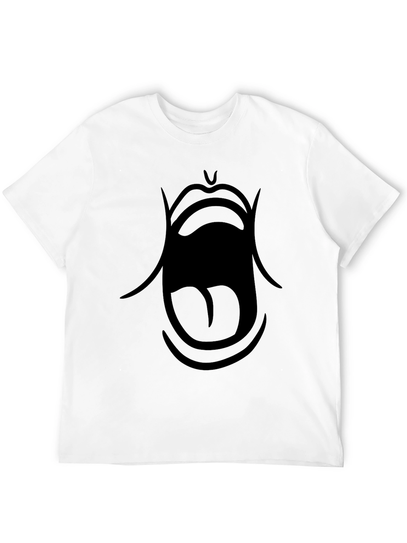 Bold Graphic Tee: Open Mouth Design - Black