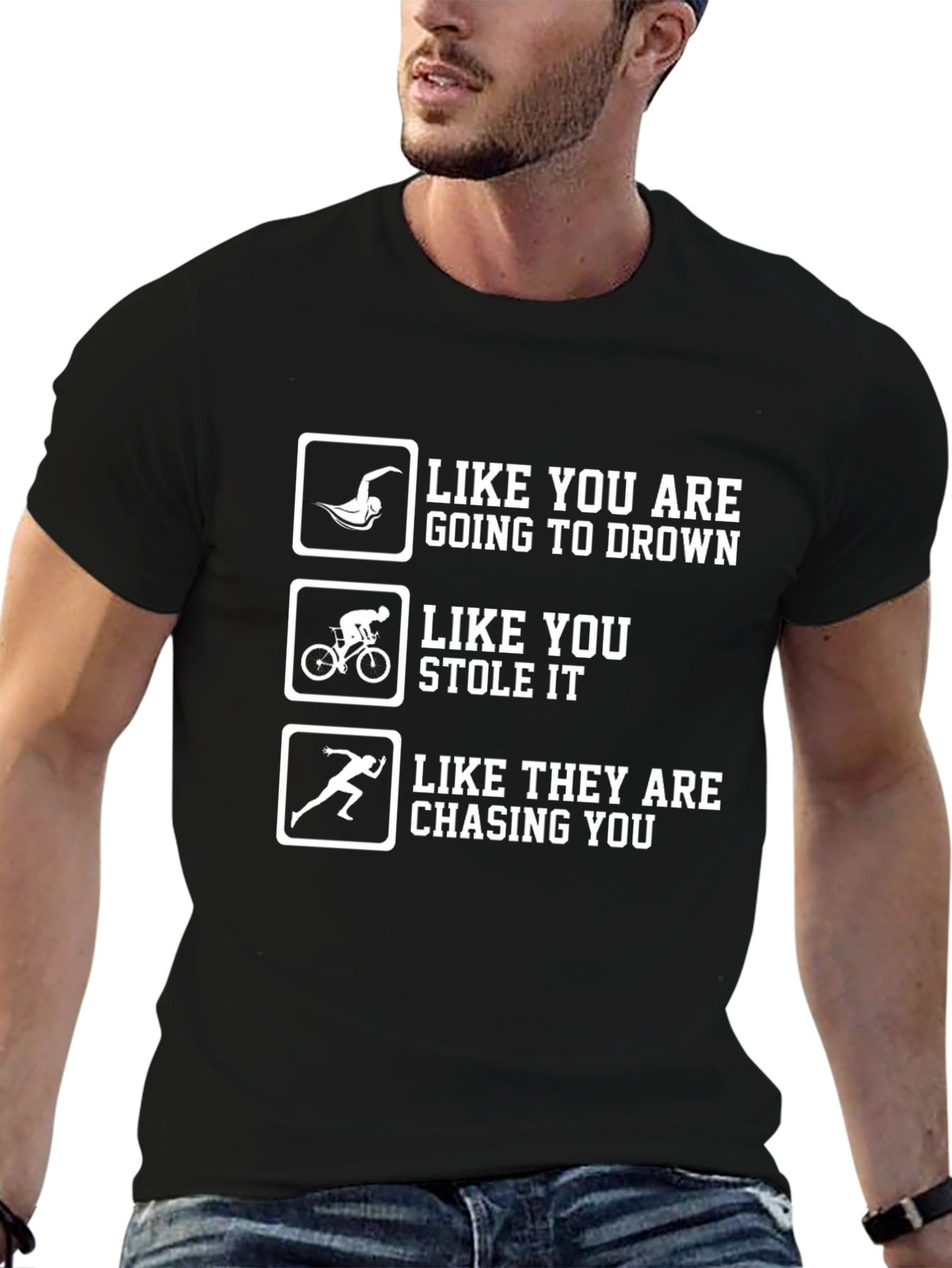 Funny Triathlon T-Shirt - Swim Bike Run Tee