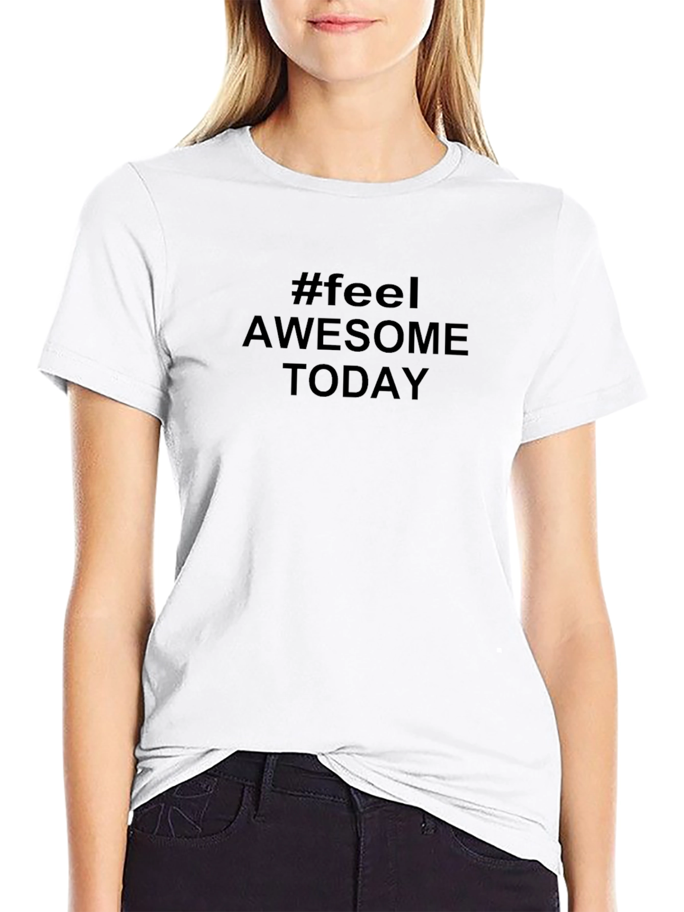 #feel Awesome Today Black Graphic T-Shirt