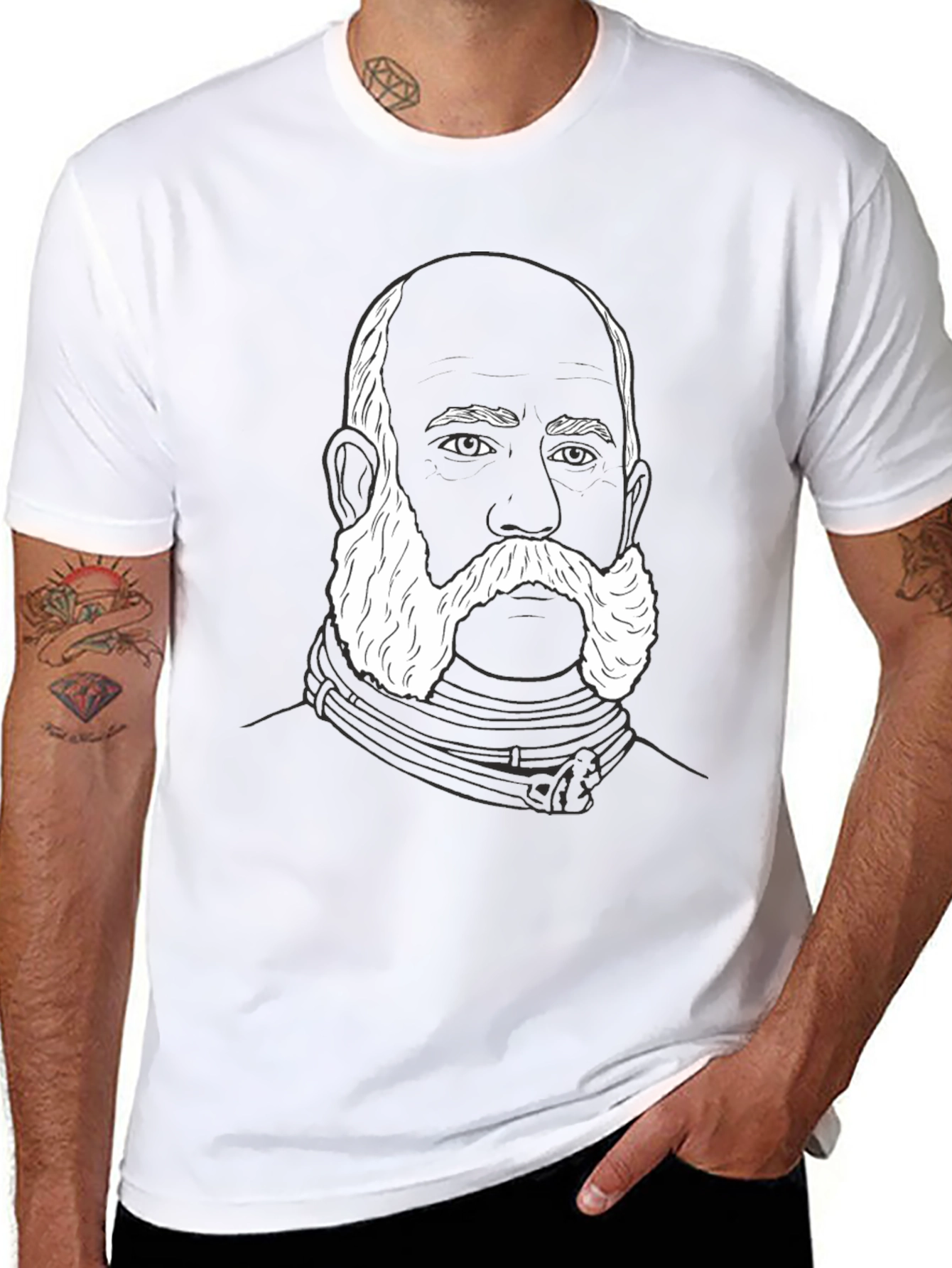 Bearded Man Graphic T-Shirt - Black
