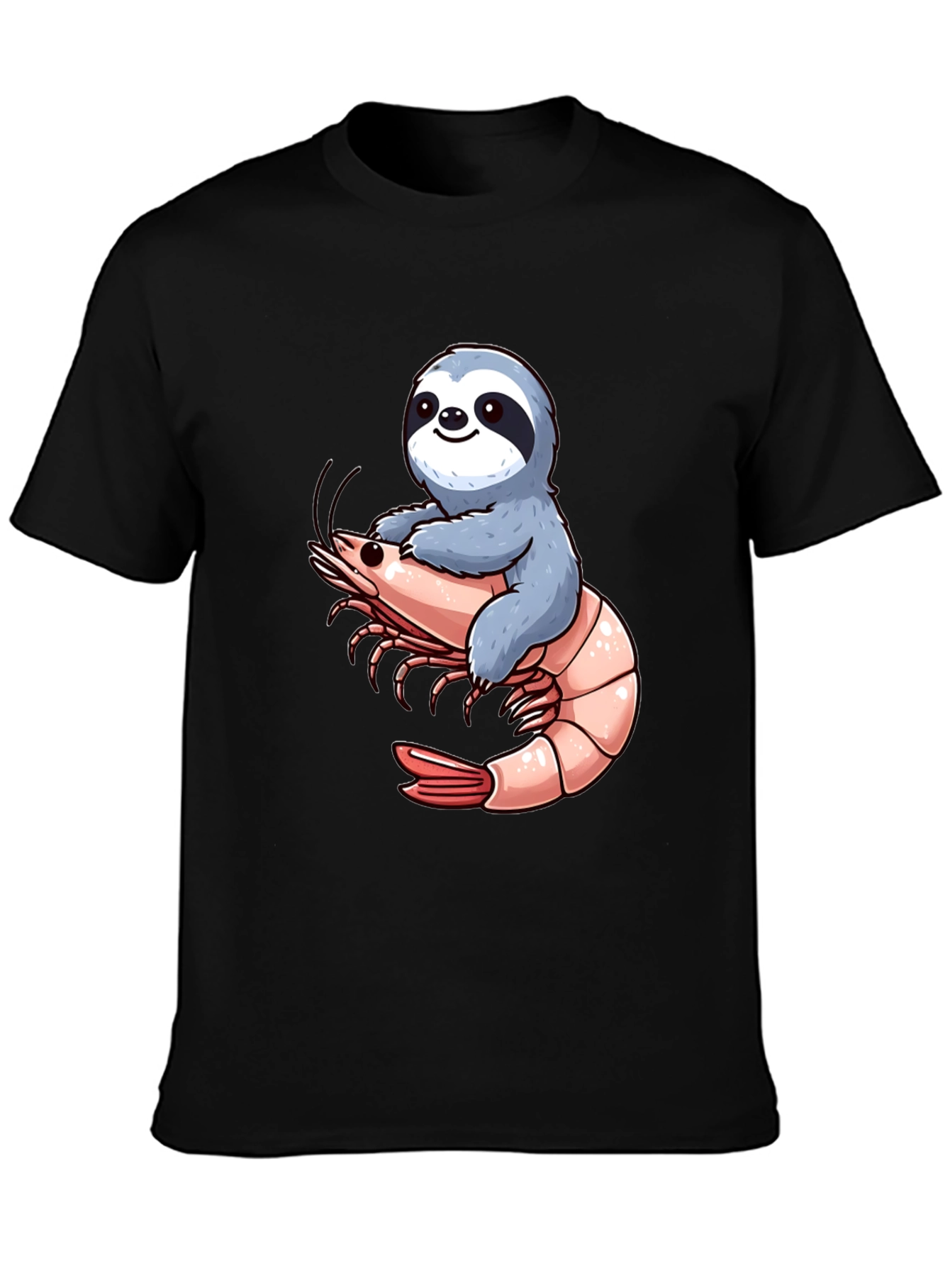 Sloth Riding Shrimp Graphic T-Shirt