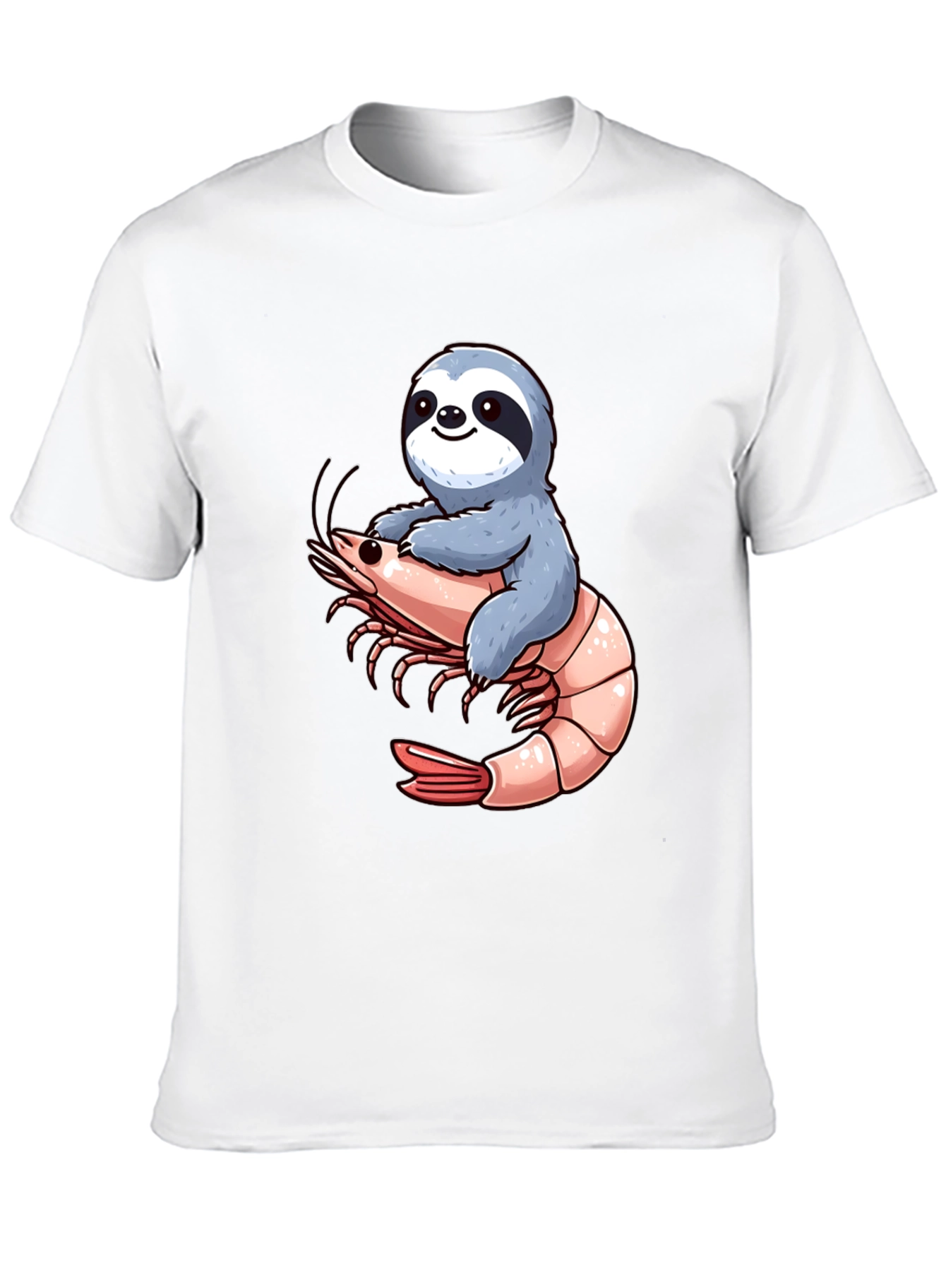 Sloth Riding Shrimp Graphic T-Shirt