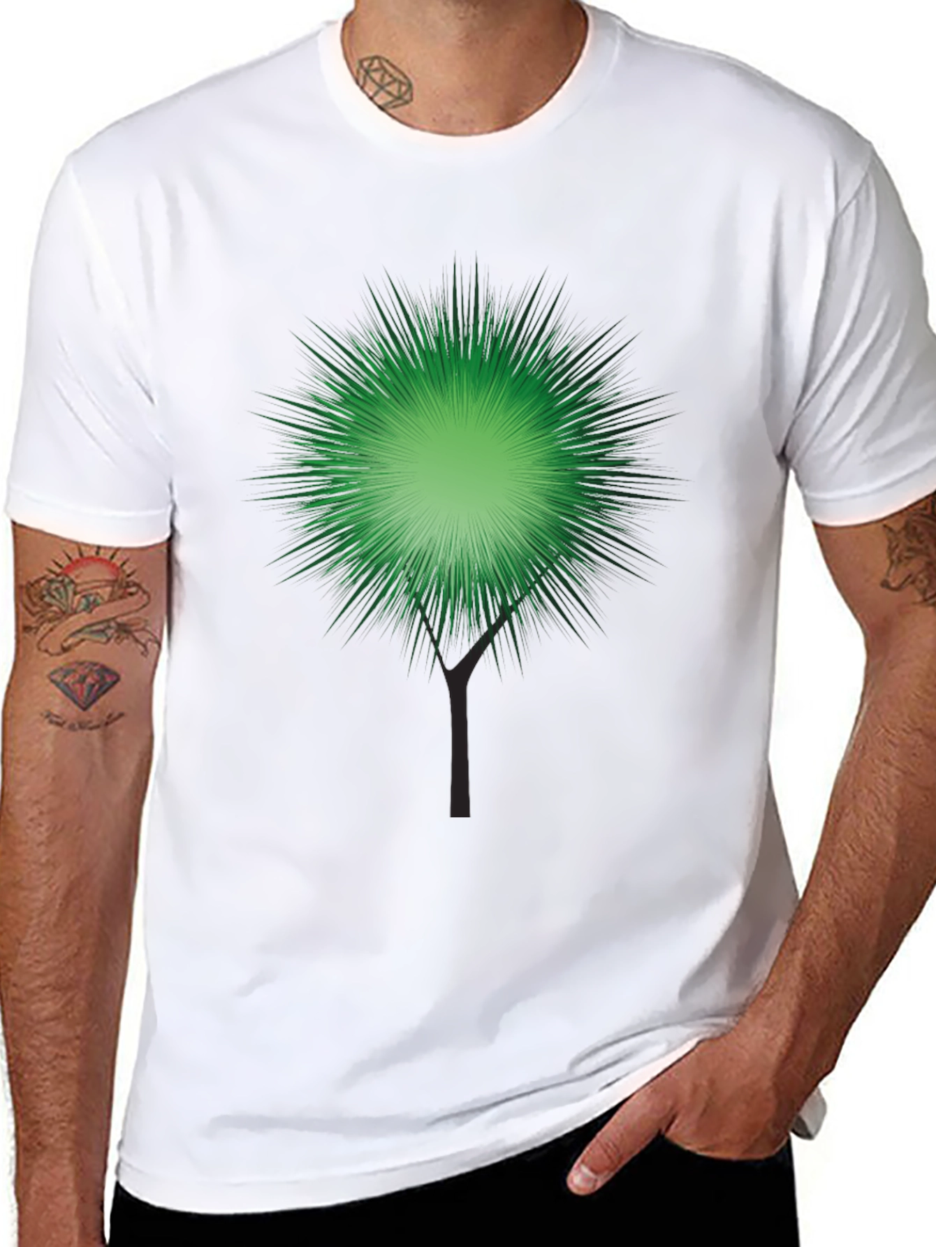 Green Burst Graphic Black T-Shirt