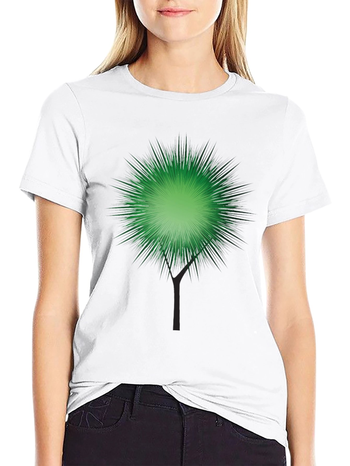 Green Burst Graphic Black T-Shirt