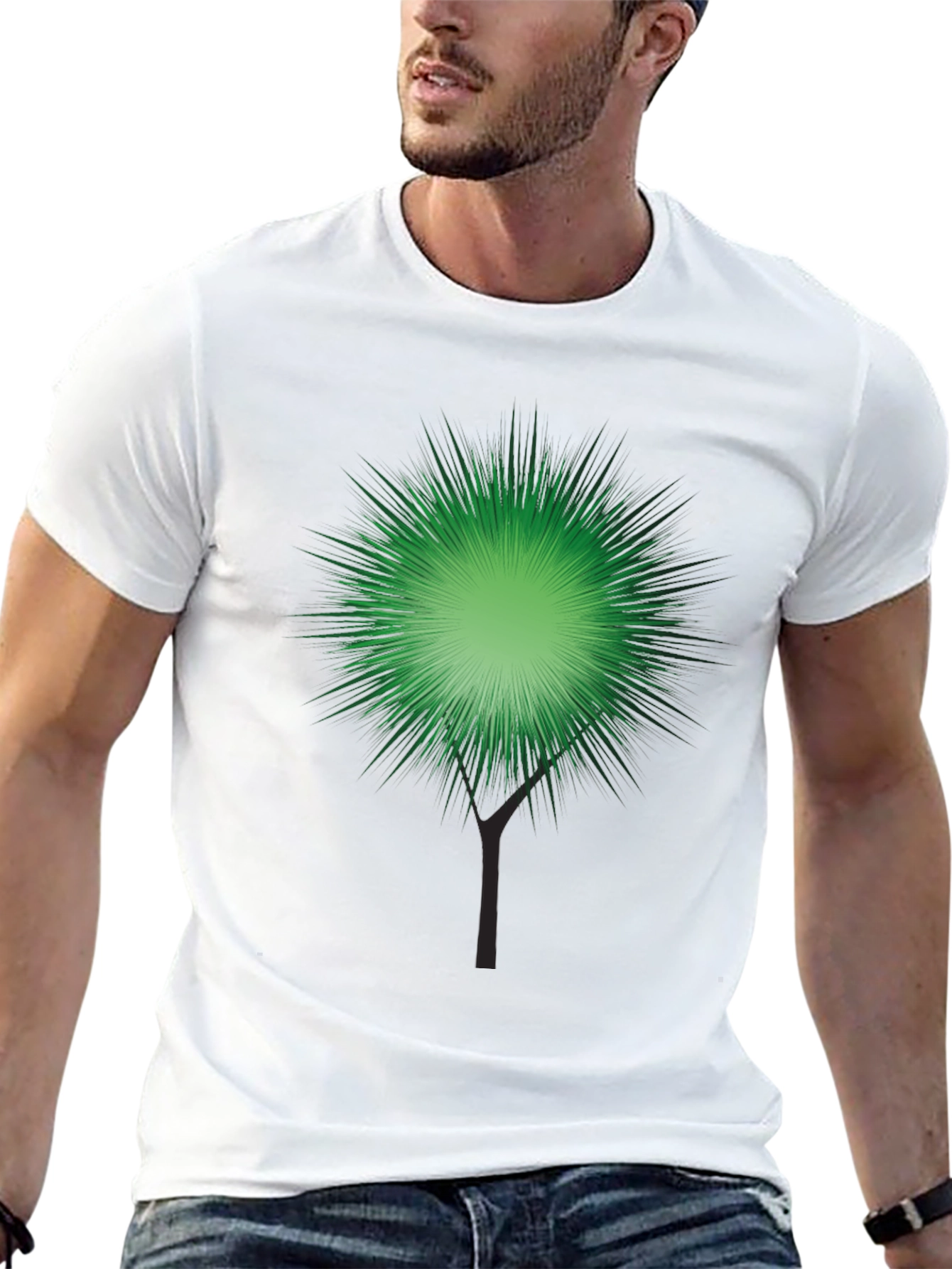 Green Burst Graphic Black T-Shirt