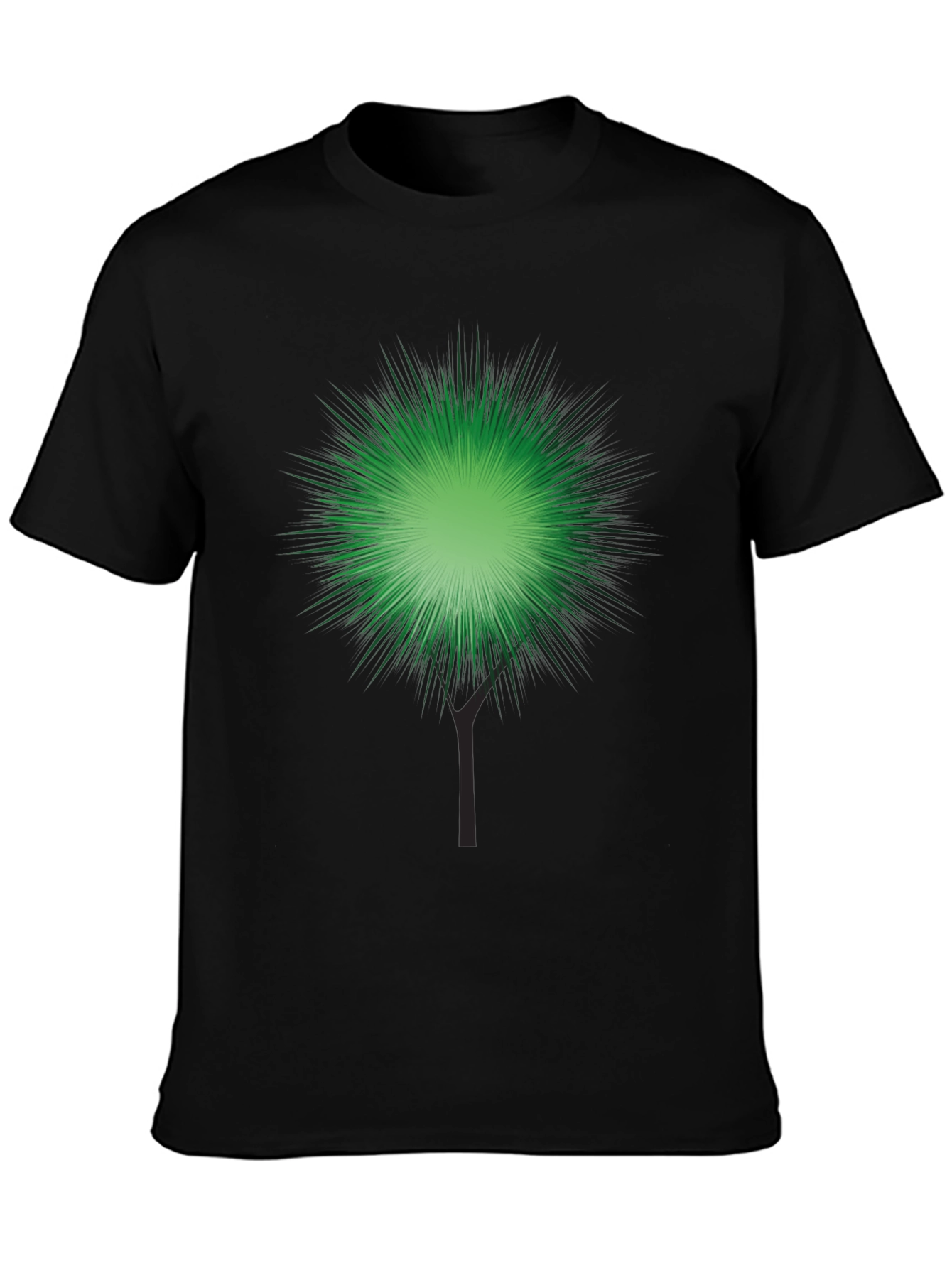 Green Burst Graphic Black T-Shirt