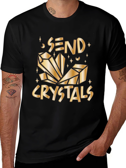 Send Crystals Graphic Tee - Black Cotton T-Shirt
