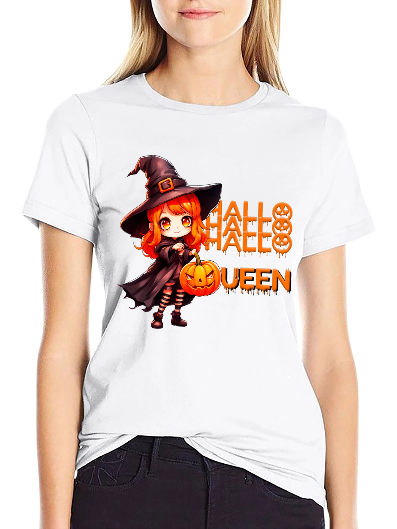 Halloween Queen Black T-Shirt - Witch Design