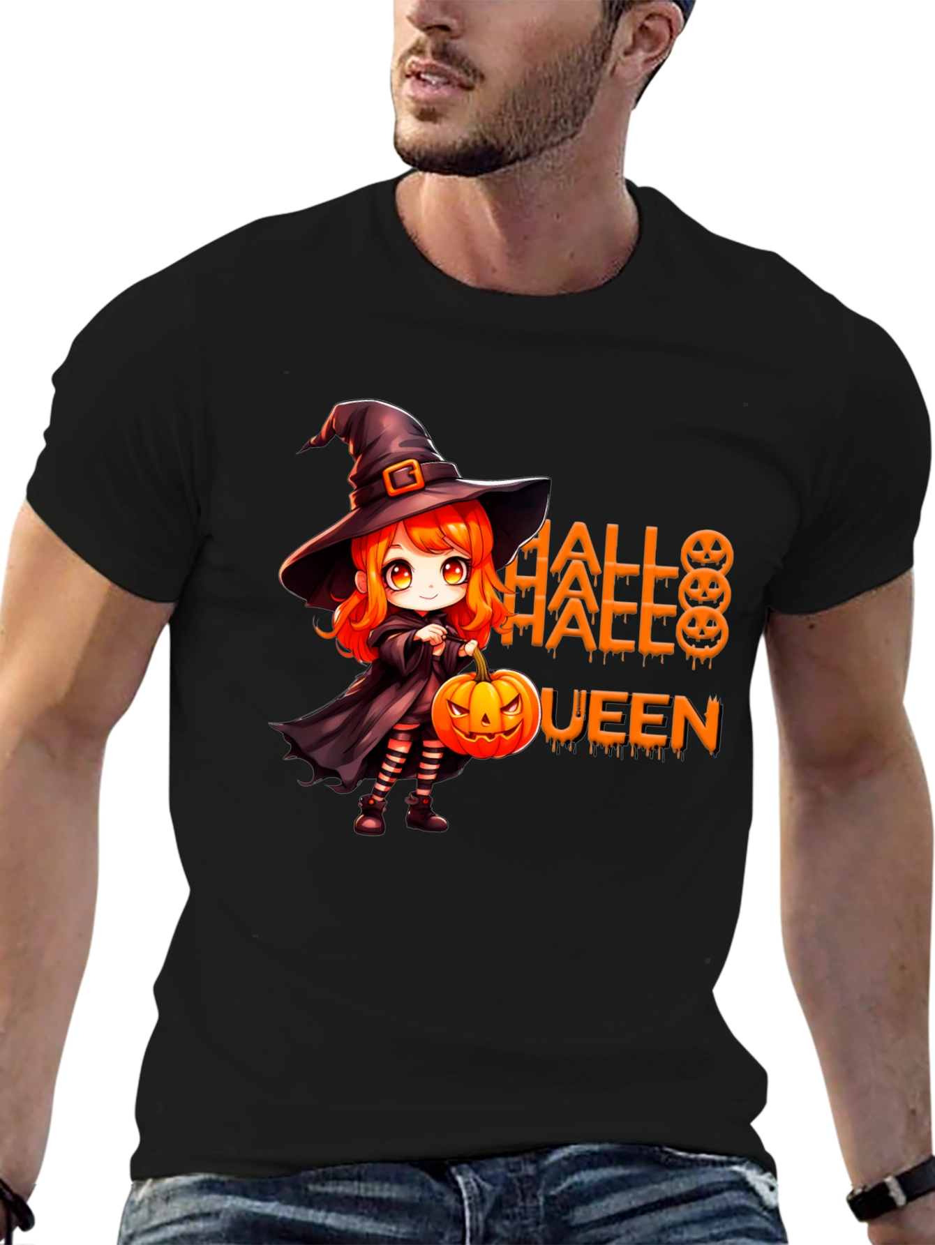Halloween Queen Black T-Shirt - Witch Design