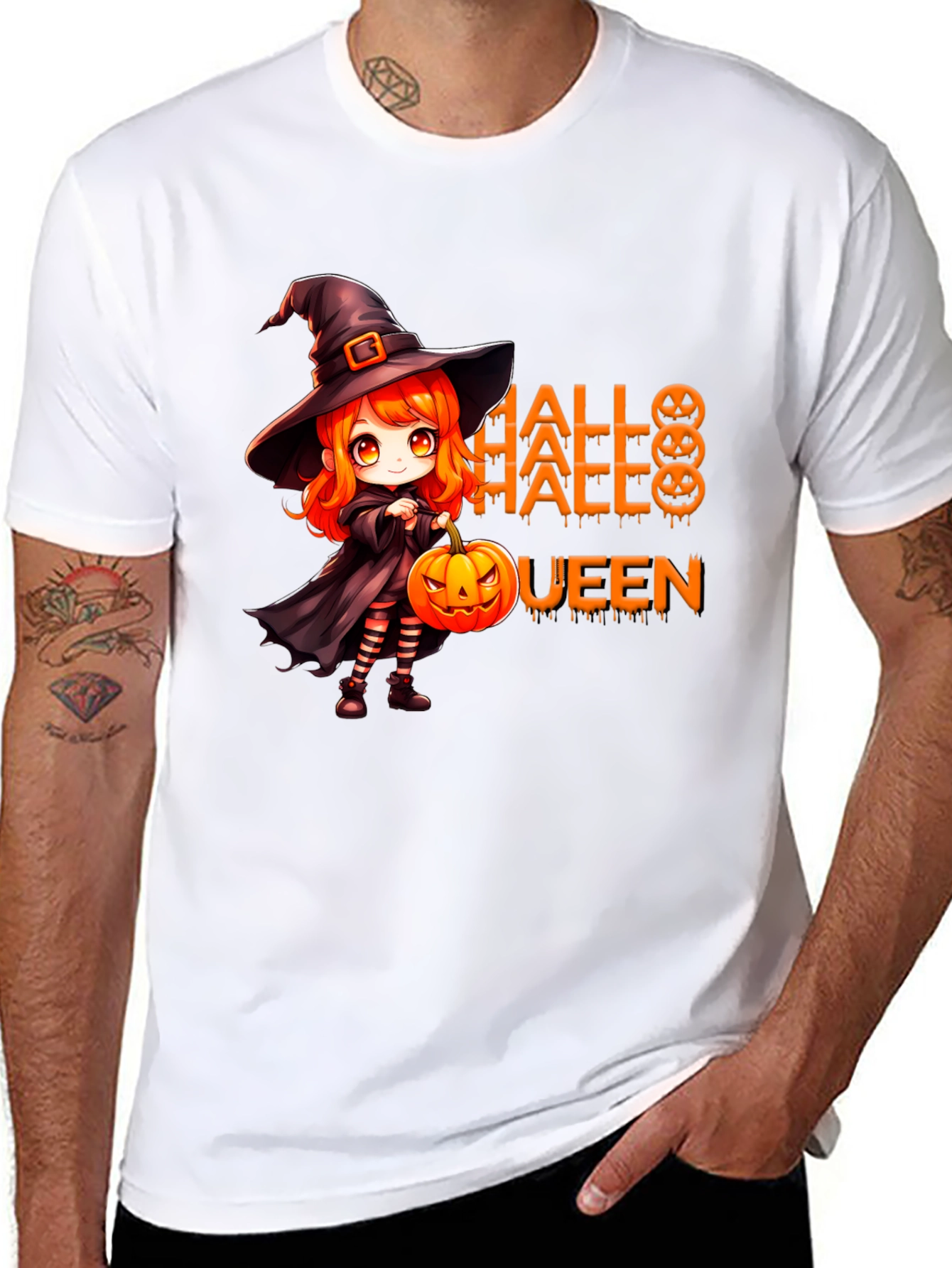 Halloween Queen Black T-Shirt - Witch Design