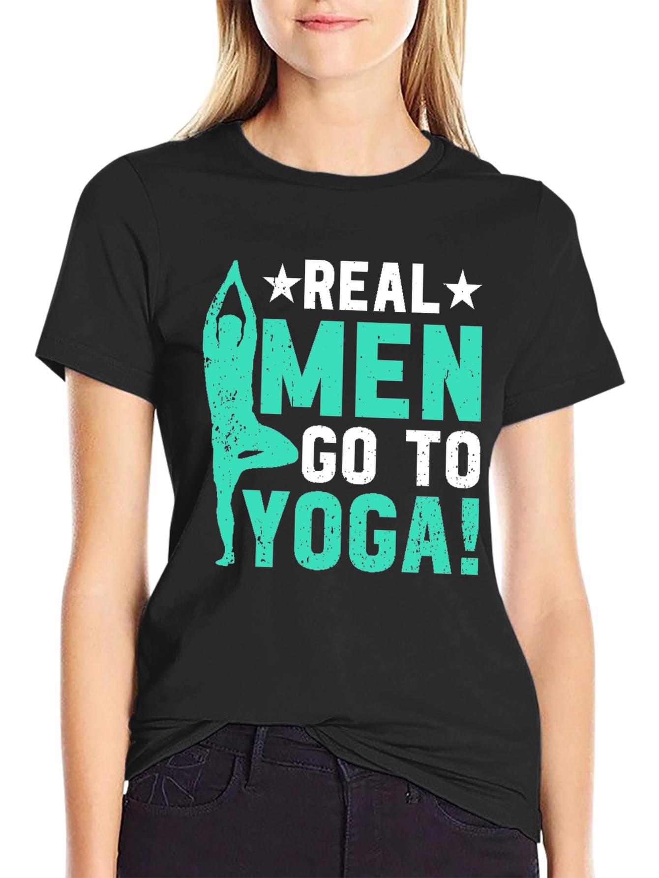 Real Men Go To Yoga T-Shirt - Black