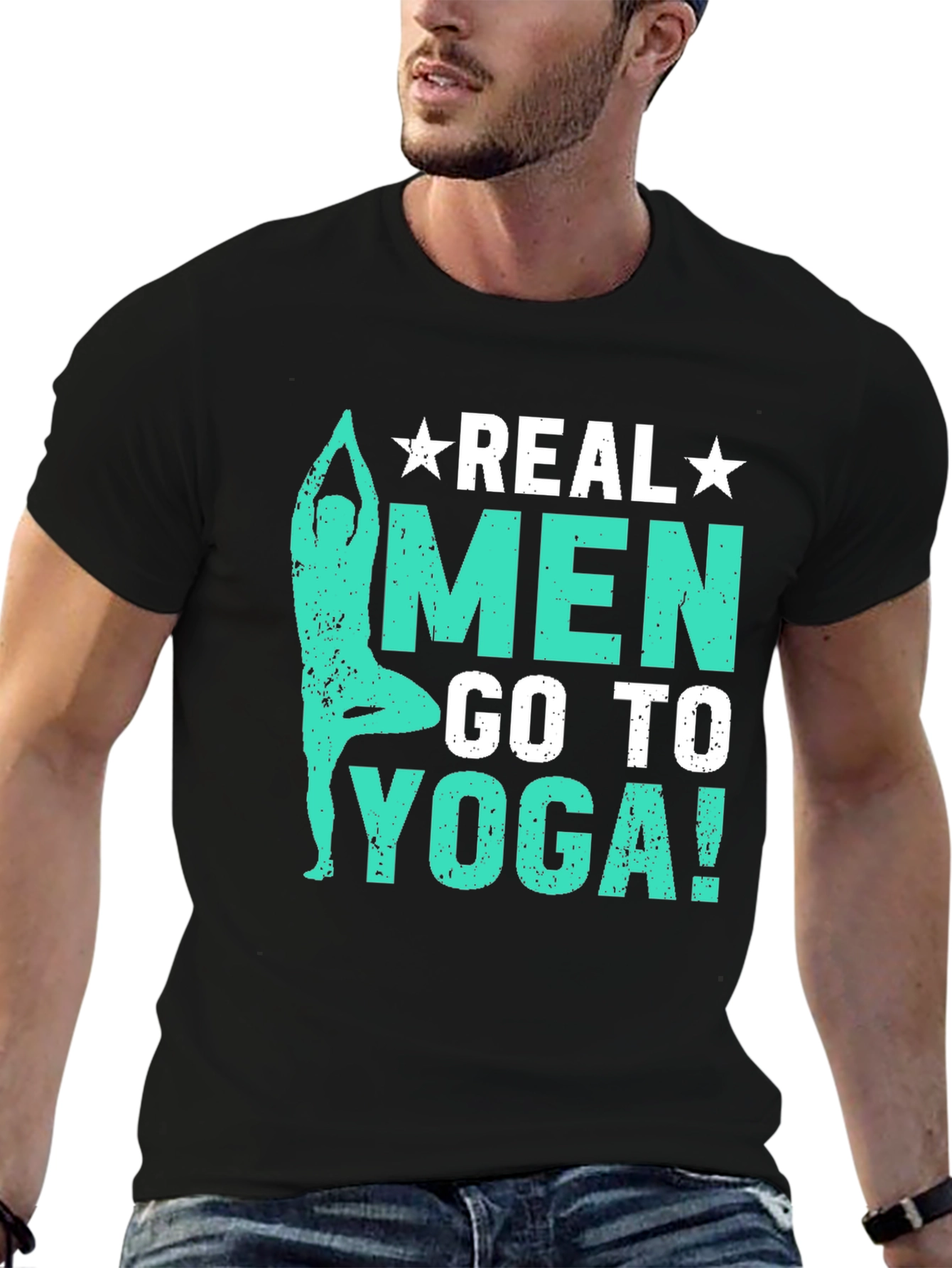 Real Men Go To Yoga T-Shirt - Black