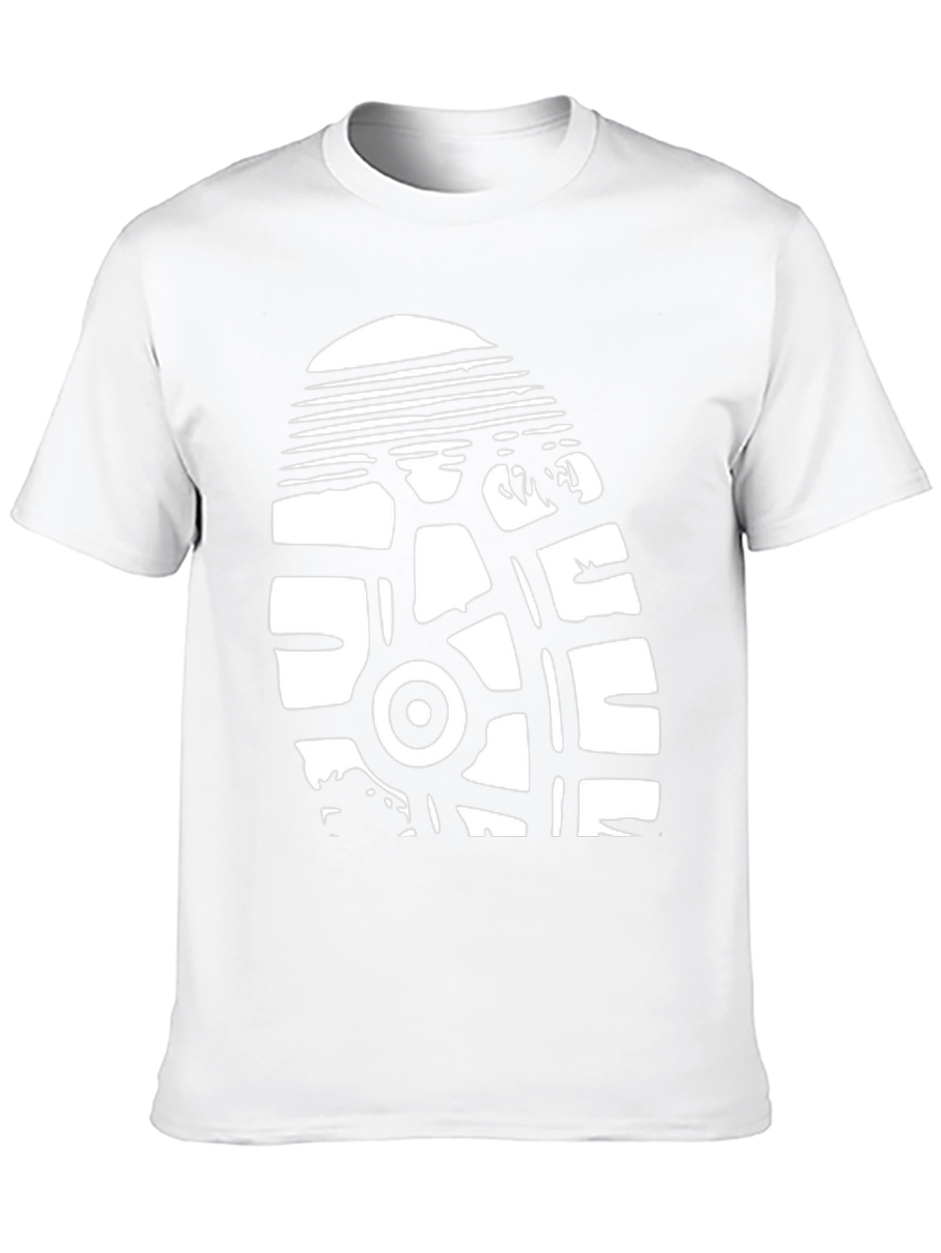 Black T-Shirt with White Shoe Tread Graphic Print