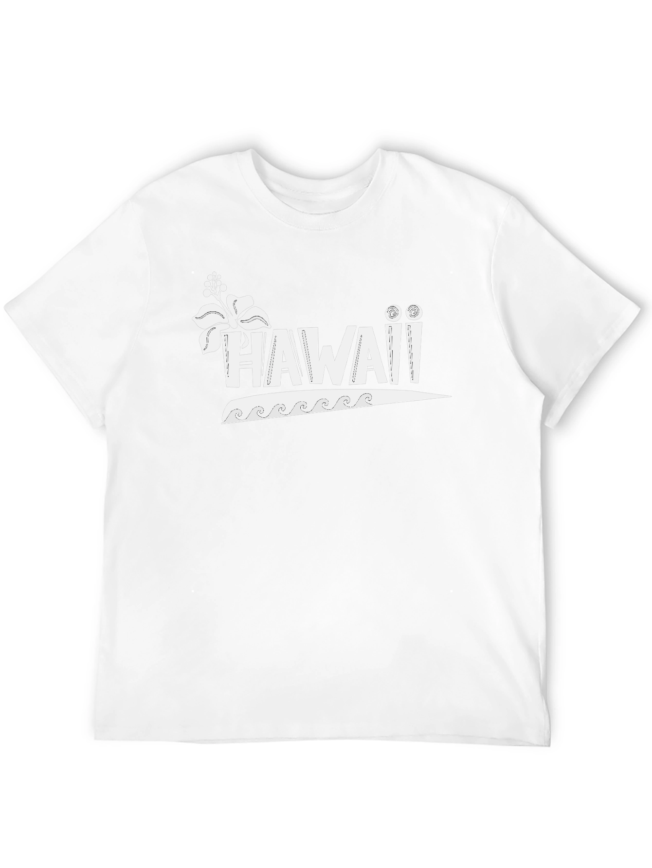 Hawaii Graphic Print Crew Neck Tee - Black